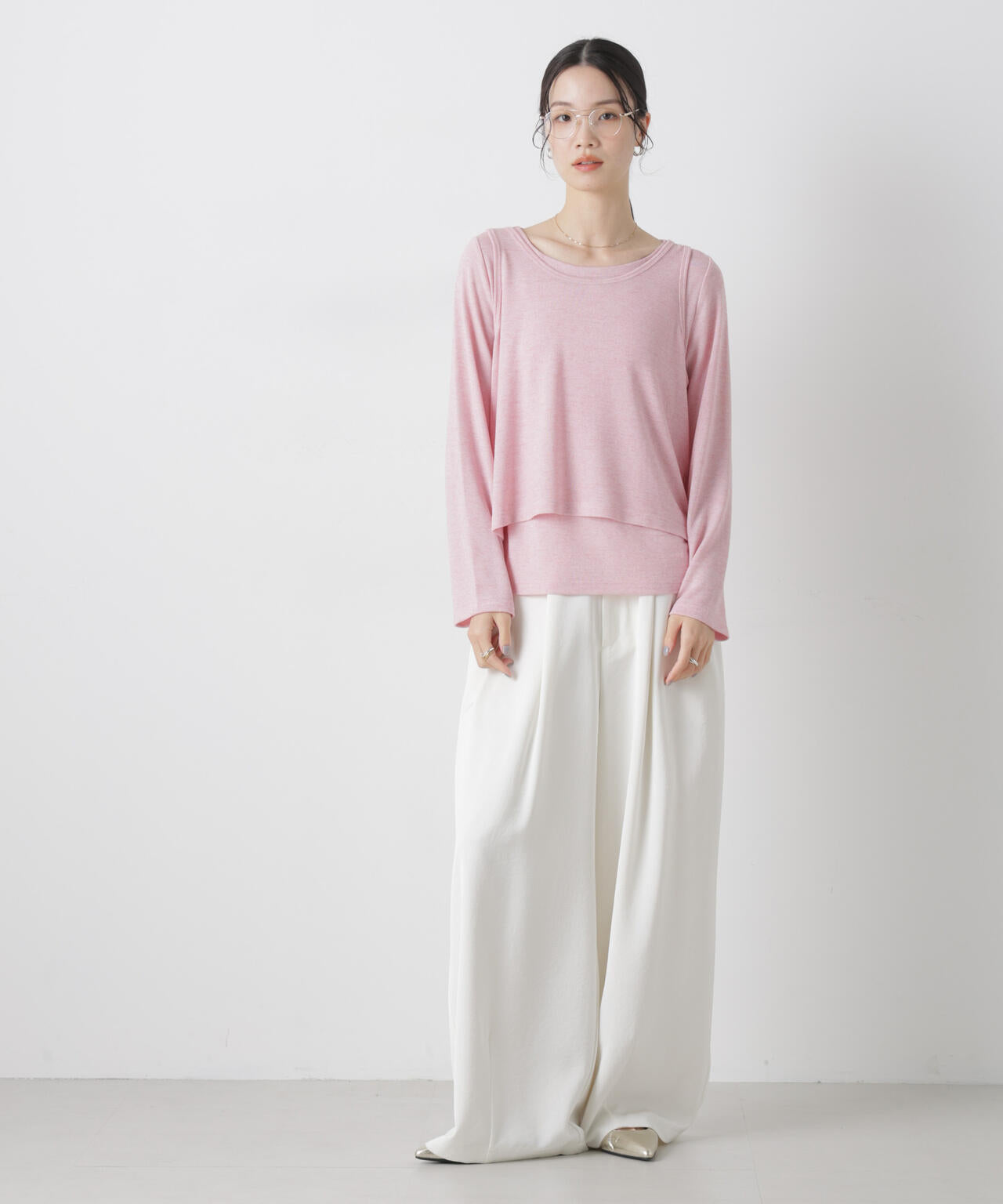 メランジカットレイヤードセットトップス