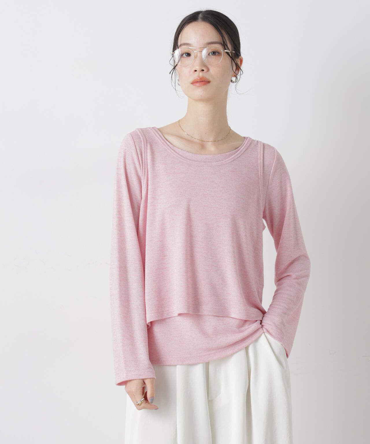 メランジカットレイヤードセットトップス