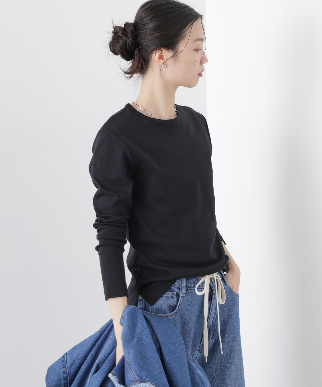 Repur加工 スムースシルケットロングスリーブトップス
