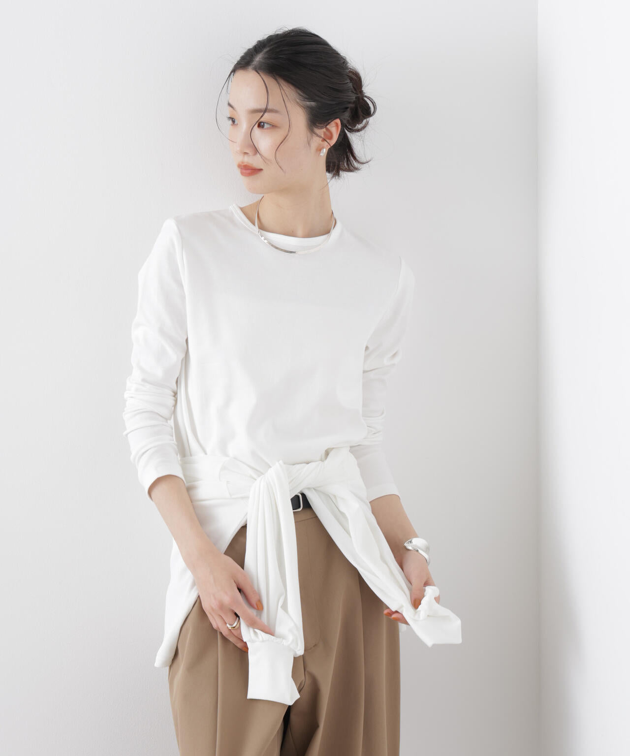 Repur加工 スムースシルケットロングスリーブトップス