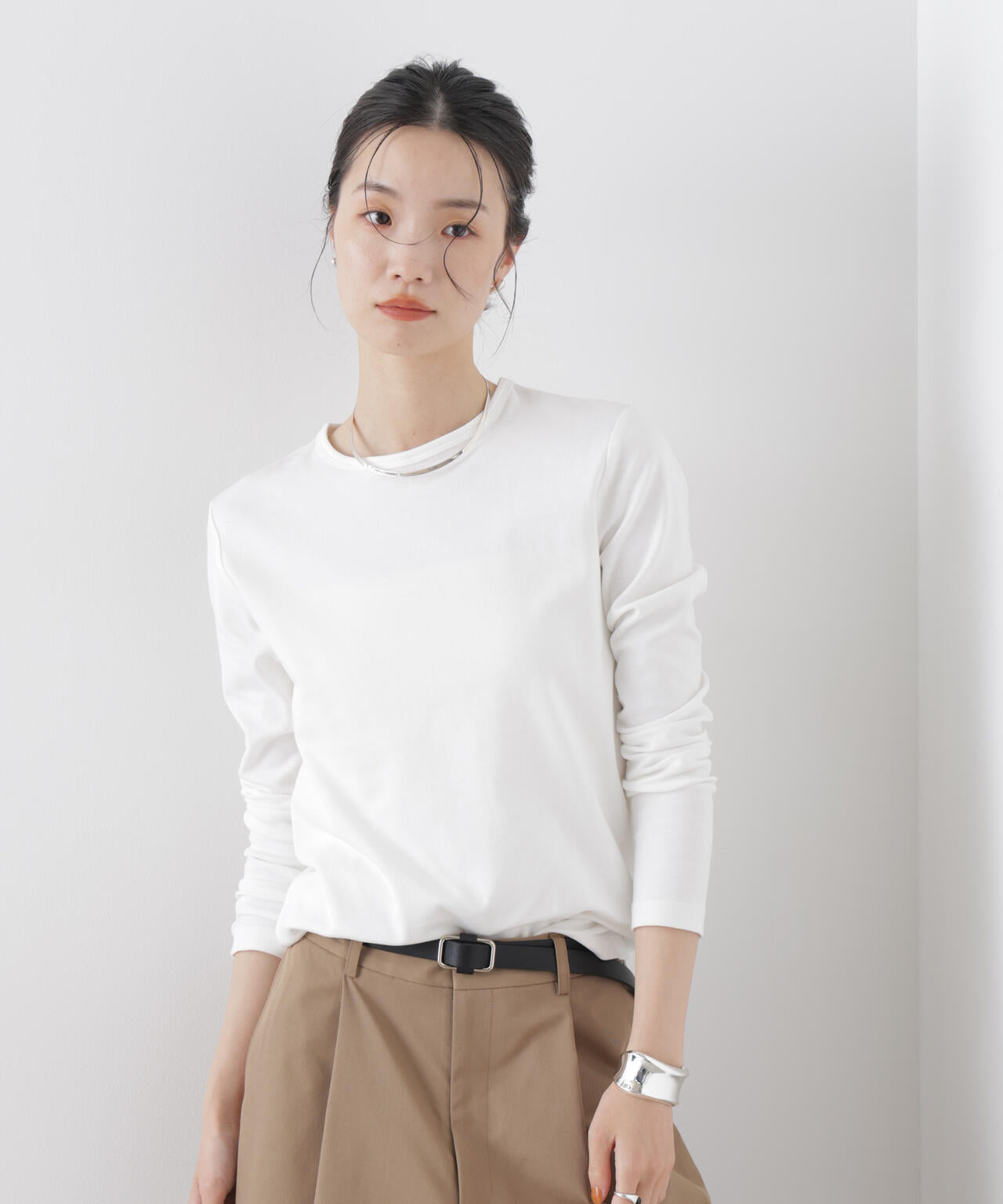 Repur加工 スムースシルケットロングスリーブトップス