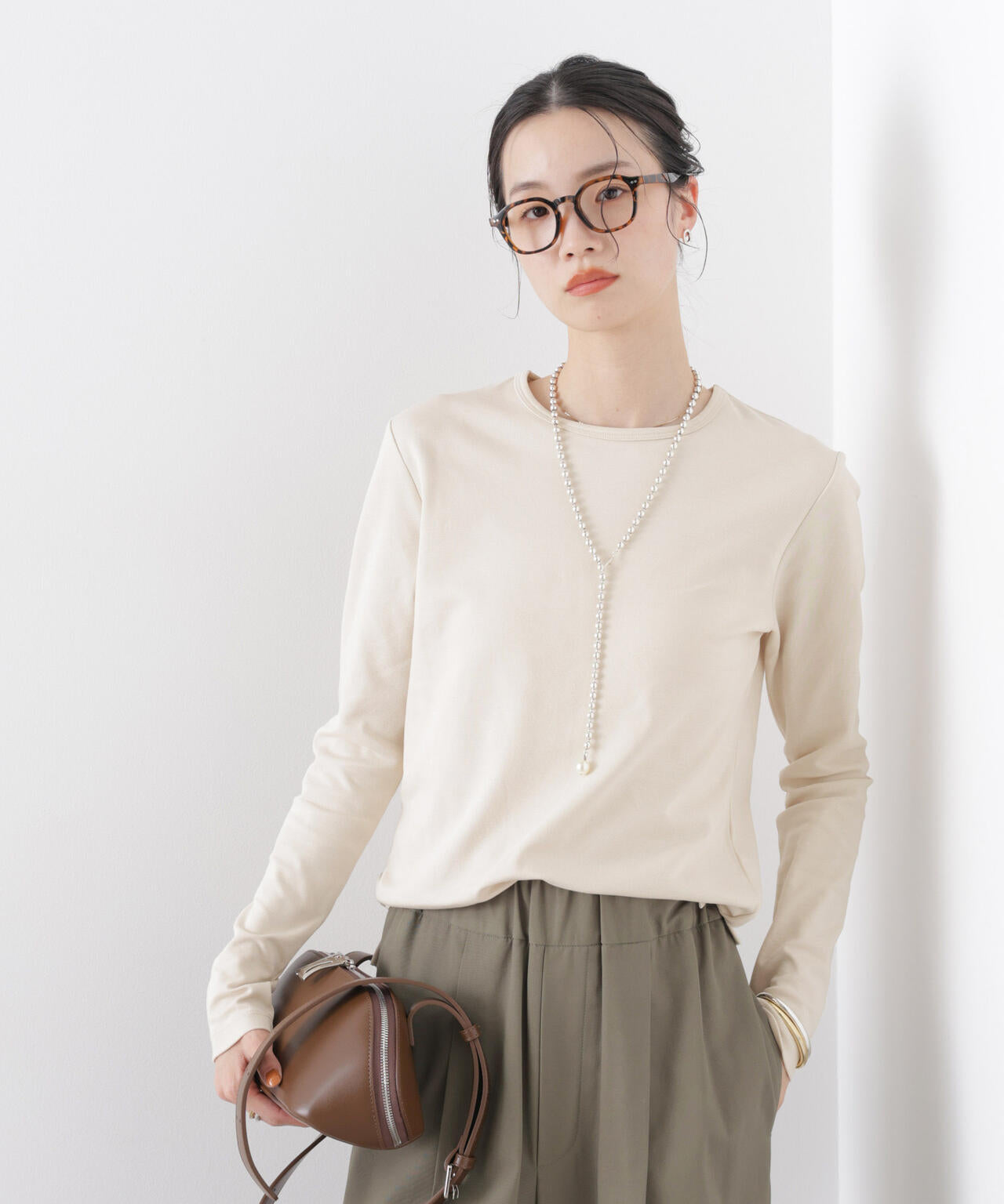 Repur加工 スムースシルケットロングスリーブトップス