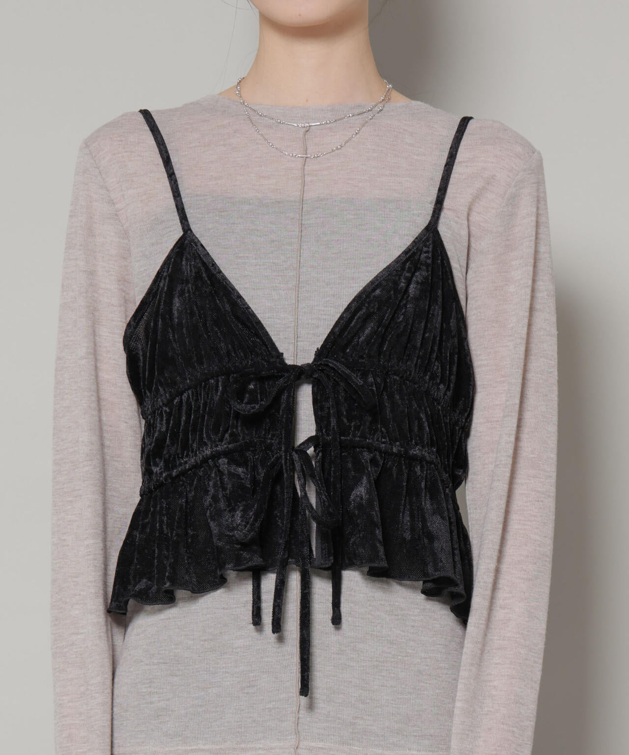 フロントリボンキャミソールビスチェ