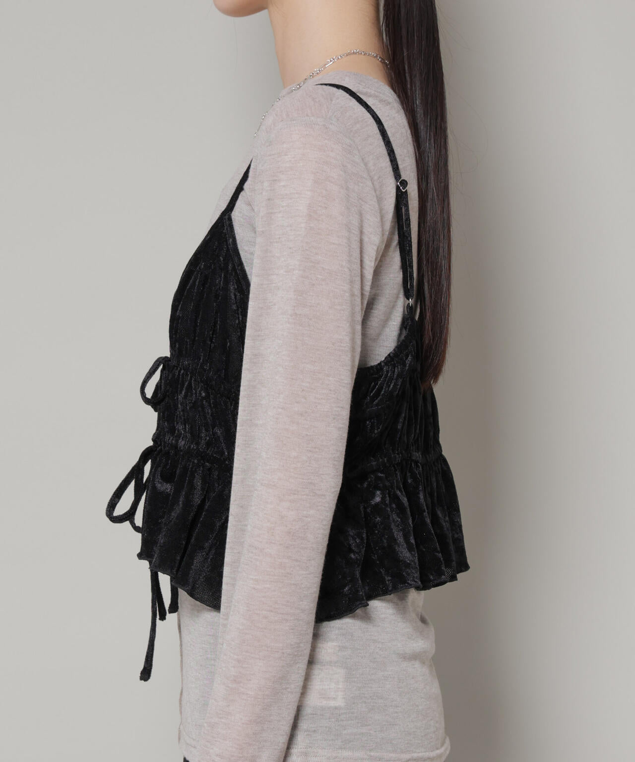 フロントリボンキャミソールビスチェ