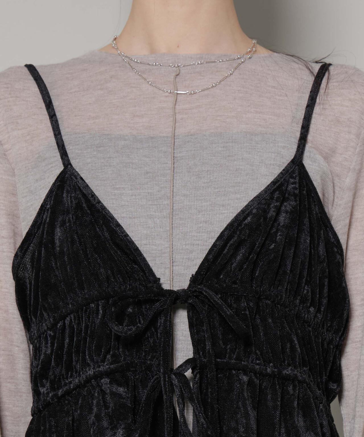 フロントリボンキャミソールビスチェ