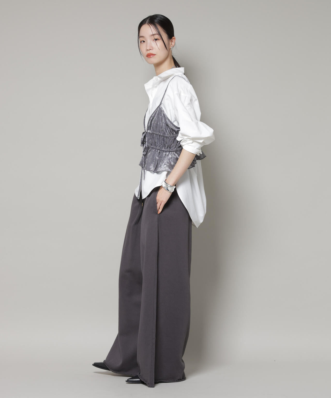 フロントリボンキャミソールビスチェ