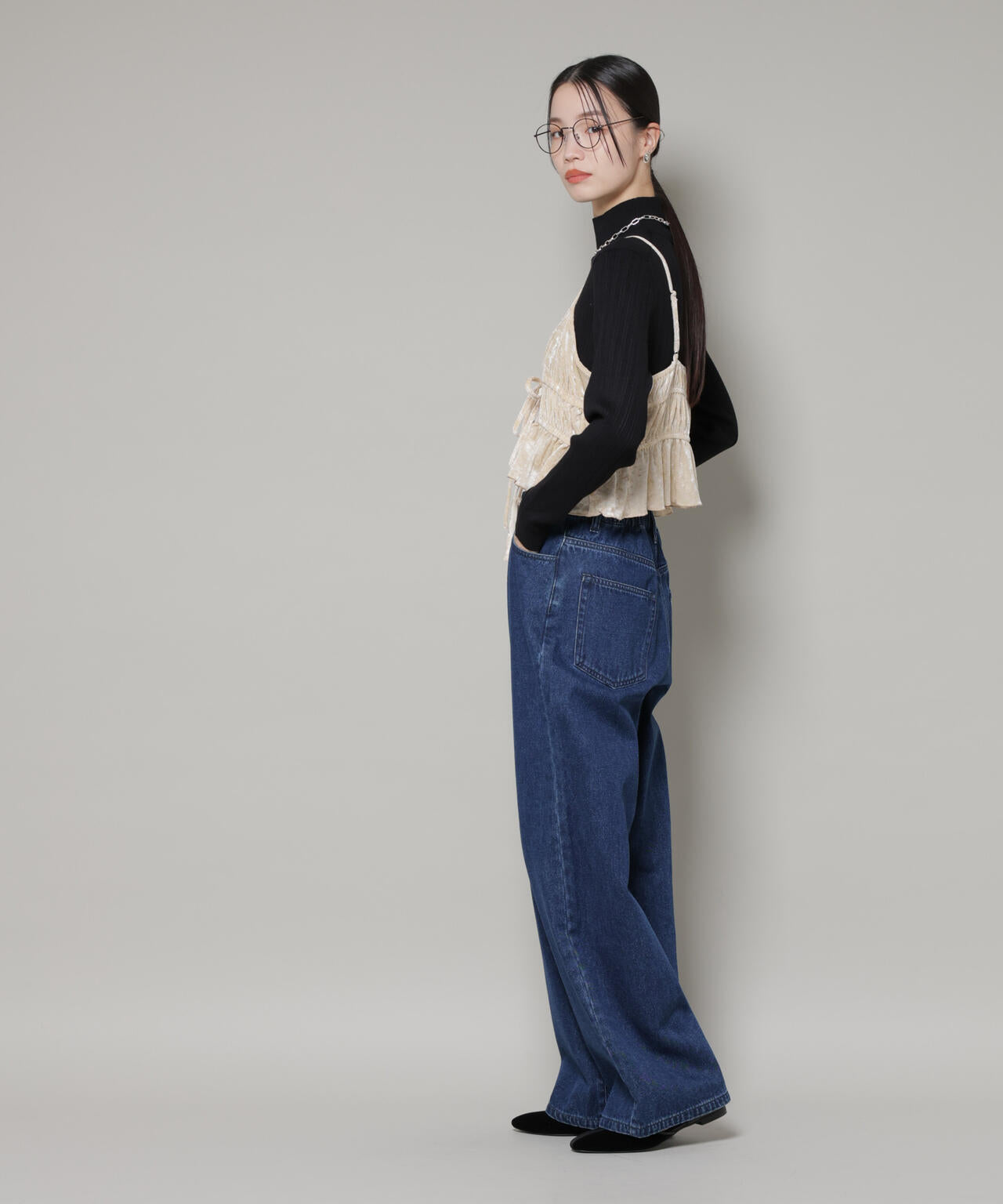 フロントリボンキャミソールビスチェ