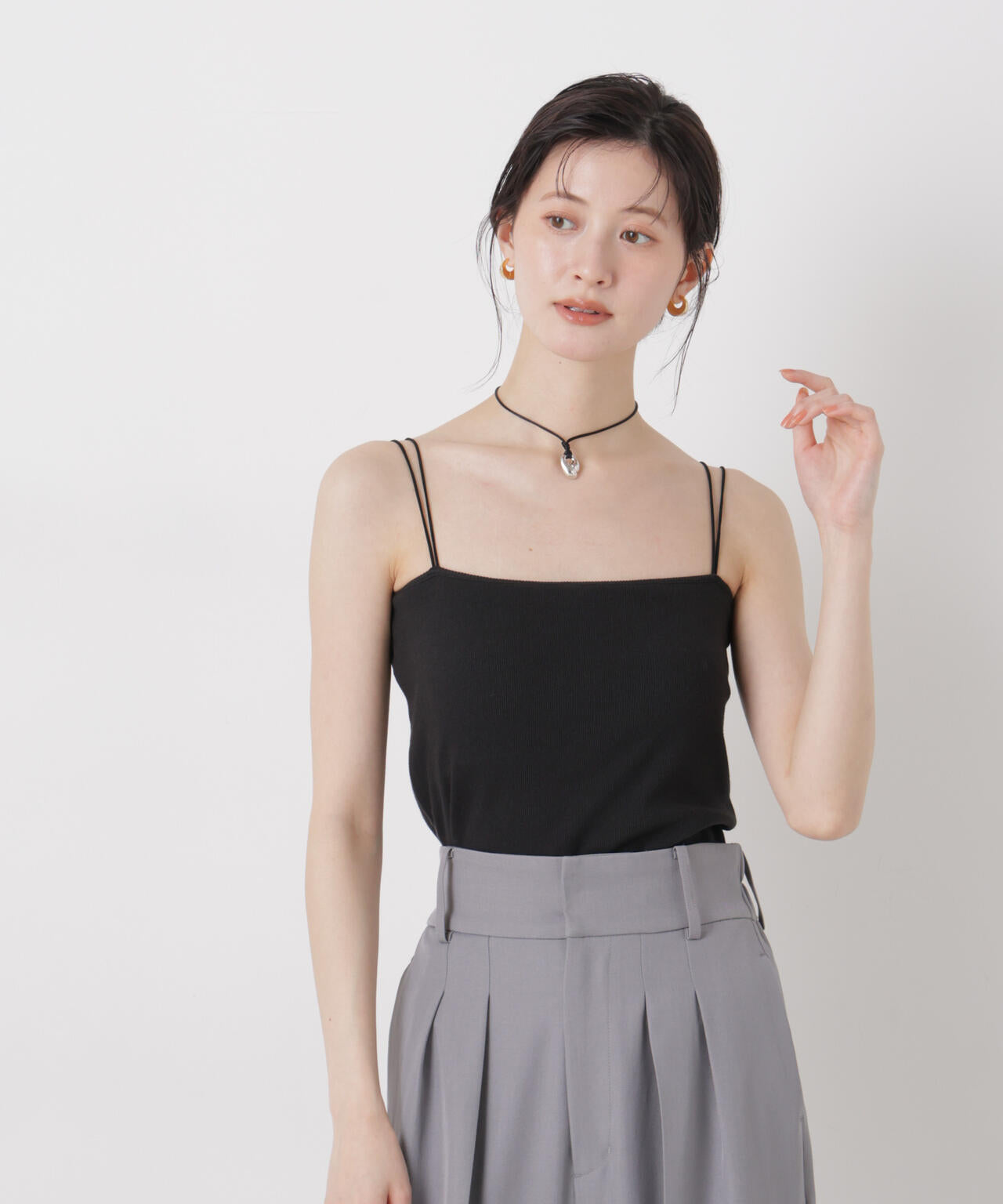 抗菌防臭リブカップ付きダブルストラップキャミソール