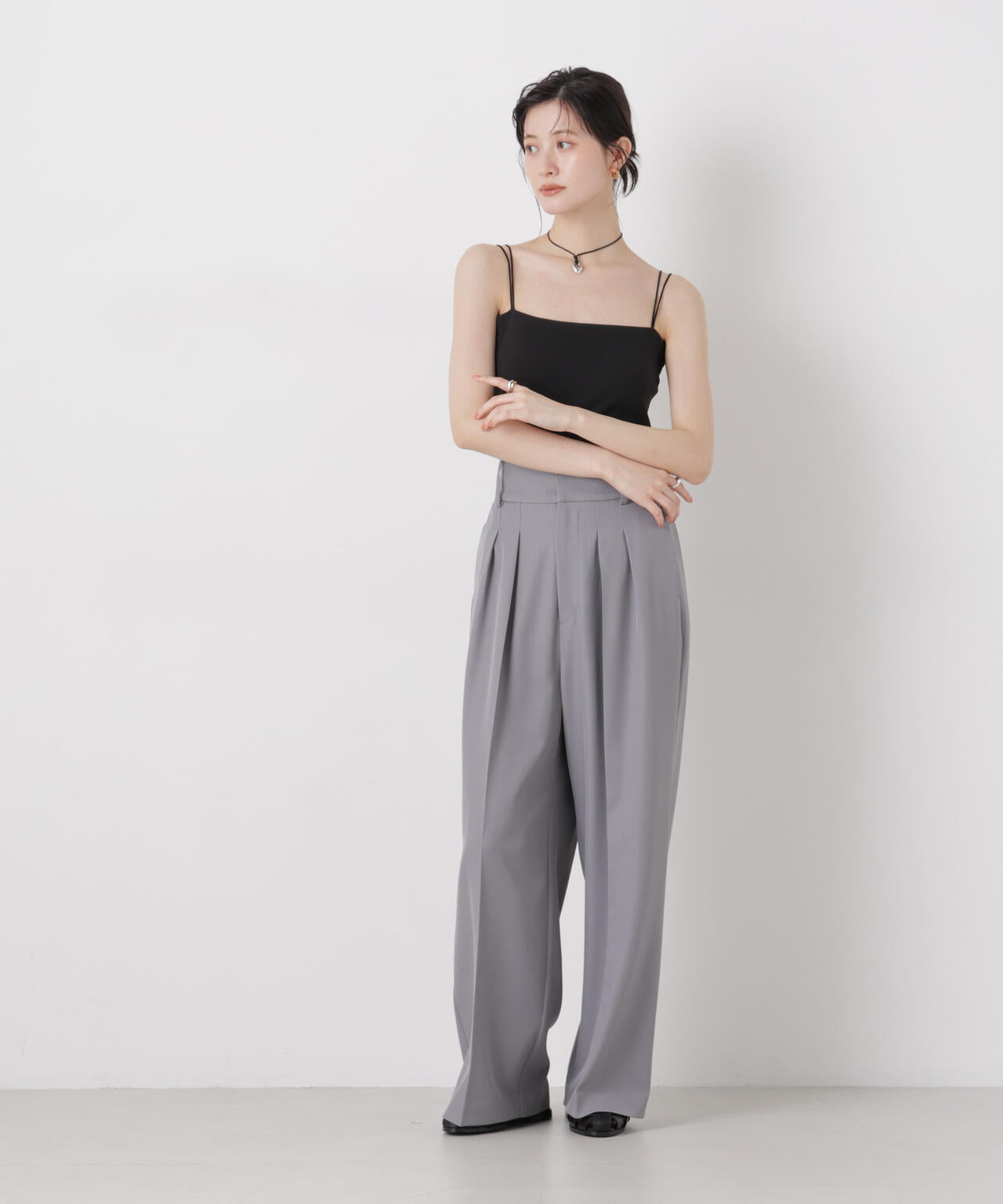 抗菌防臭リブカップ付きダブルストラップキャミソール