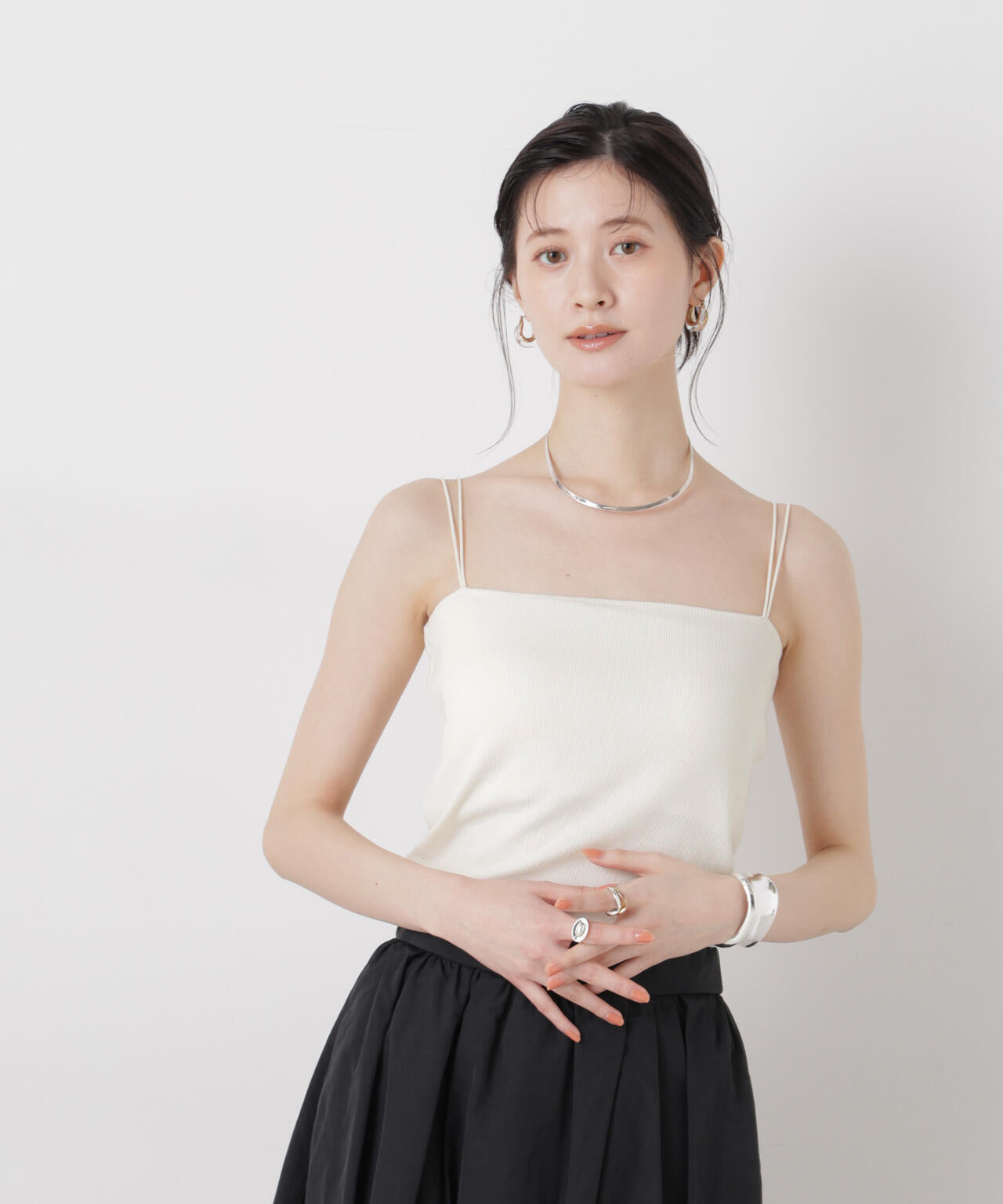 抗菌防臭リブカップ付きダブルストラップキャミソール