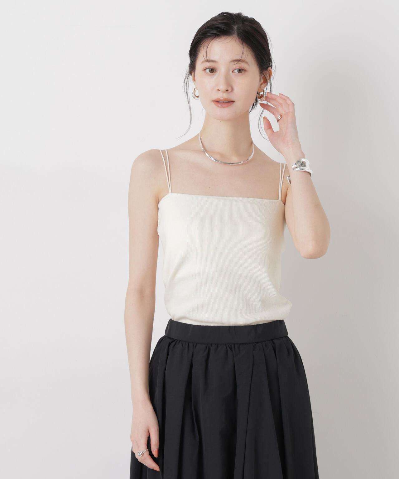 抗菌防臭リブカップ付きダブルストラップキャミソール