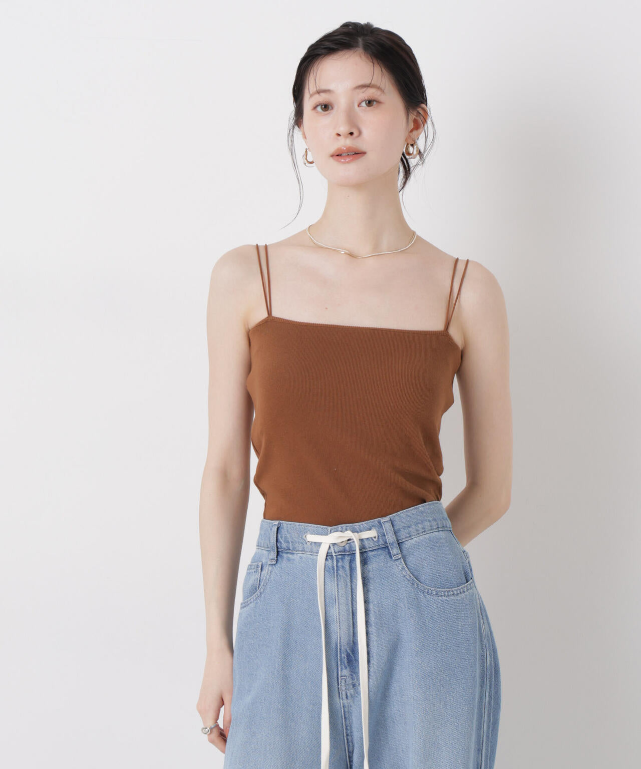 抗菌防臭リブカップ付きダブルストラップキャミソール