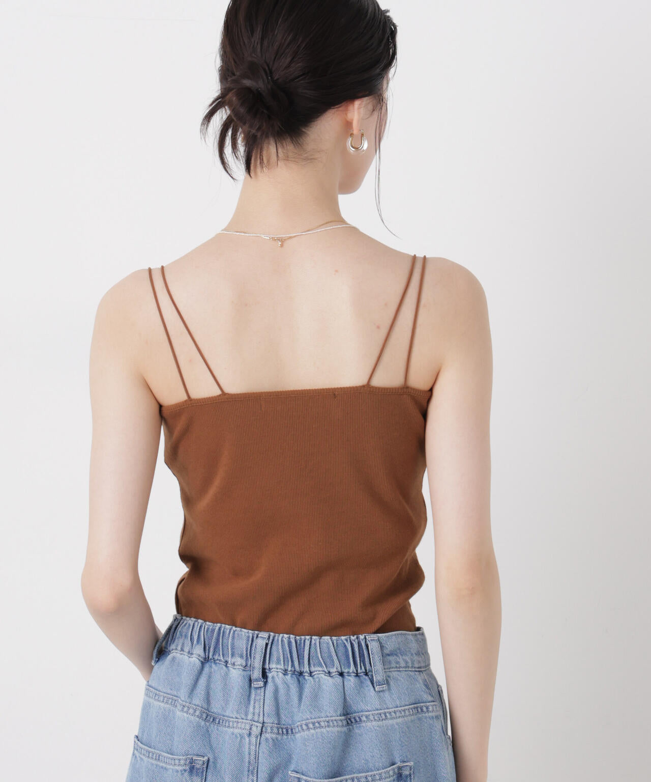 抗菌防臭リブカップ付きダブルストラップキャミソール