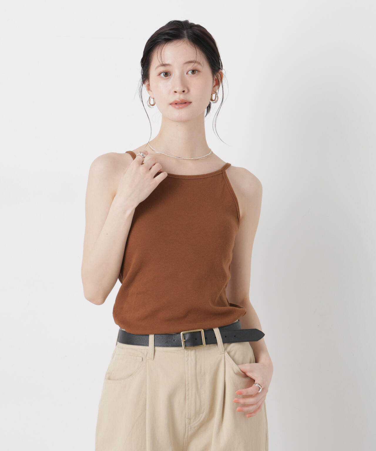 抗菌防臭リブカップ付きアメスリキャミ