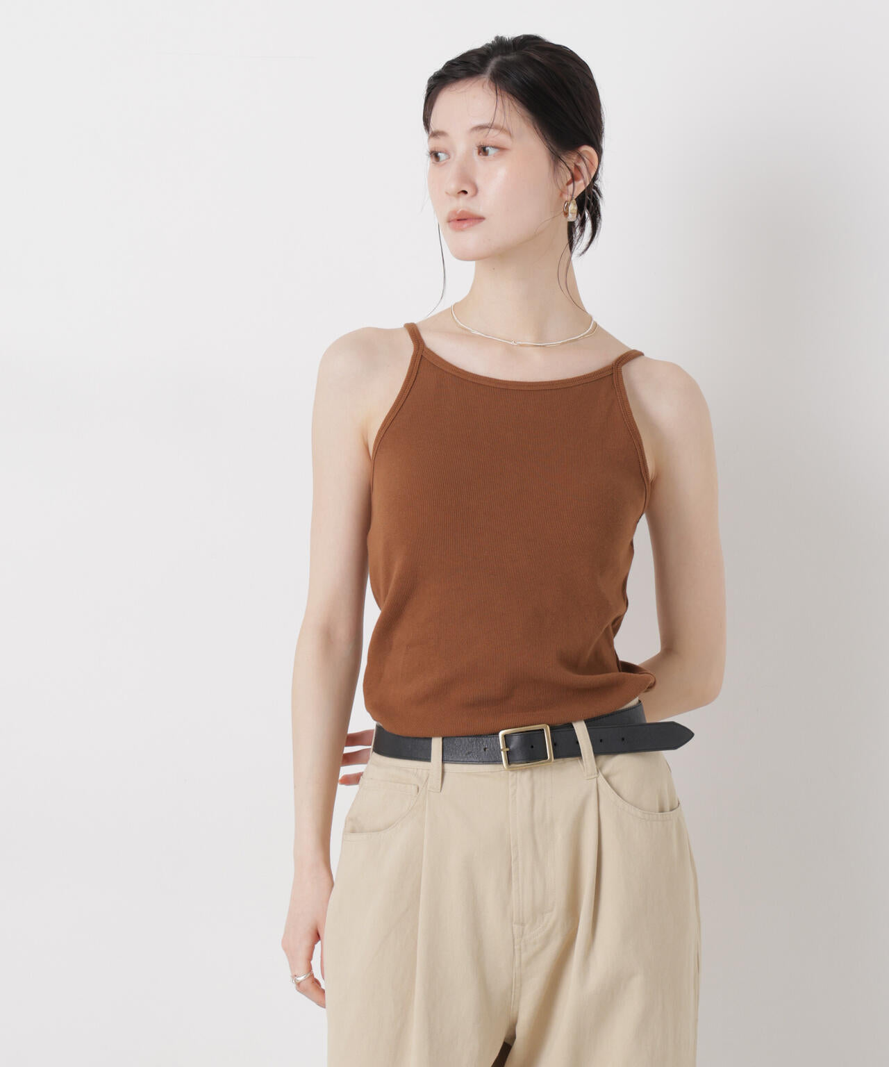 抗菌防臭リブカップ付きアメスリキャミ