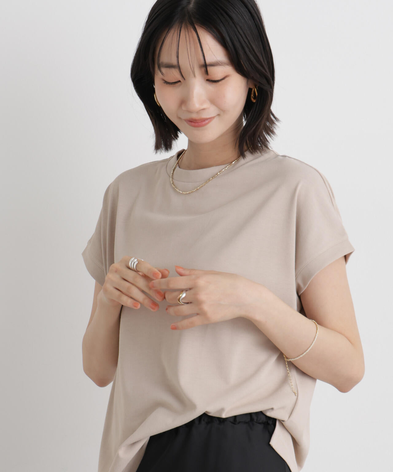 汗隠糸加工&多彩機能カットソー素材 ドルマンフレンチトップス | NANO