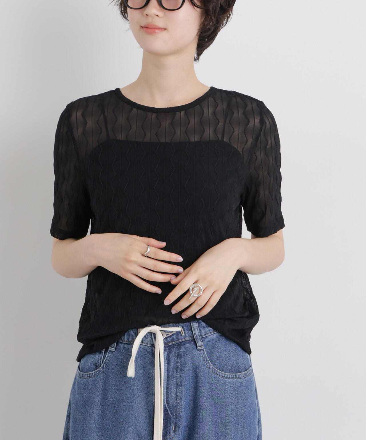 166cm　B:84 W:60 H:86 着用サイズ：F