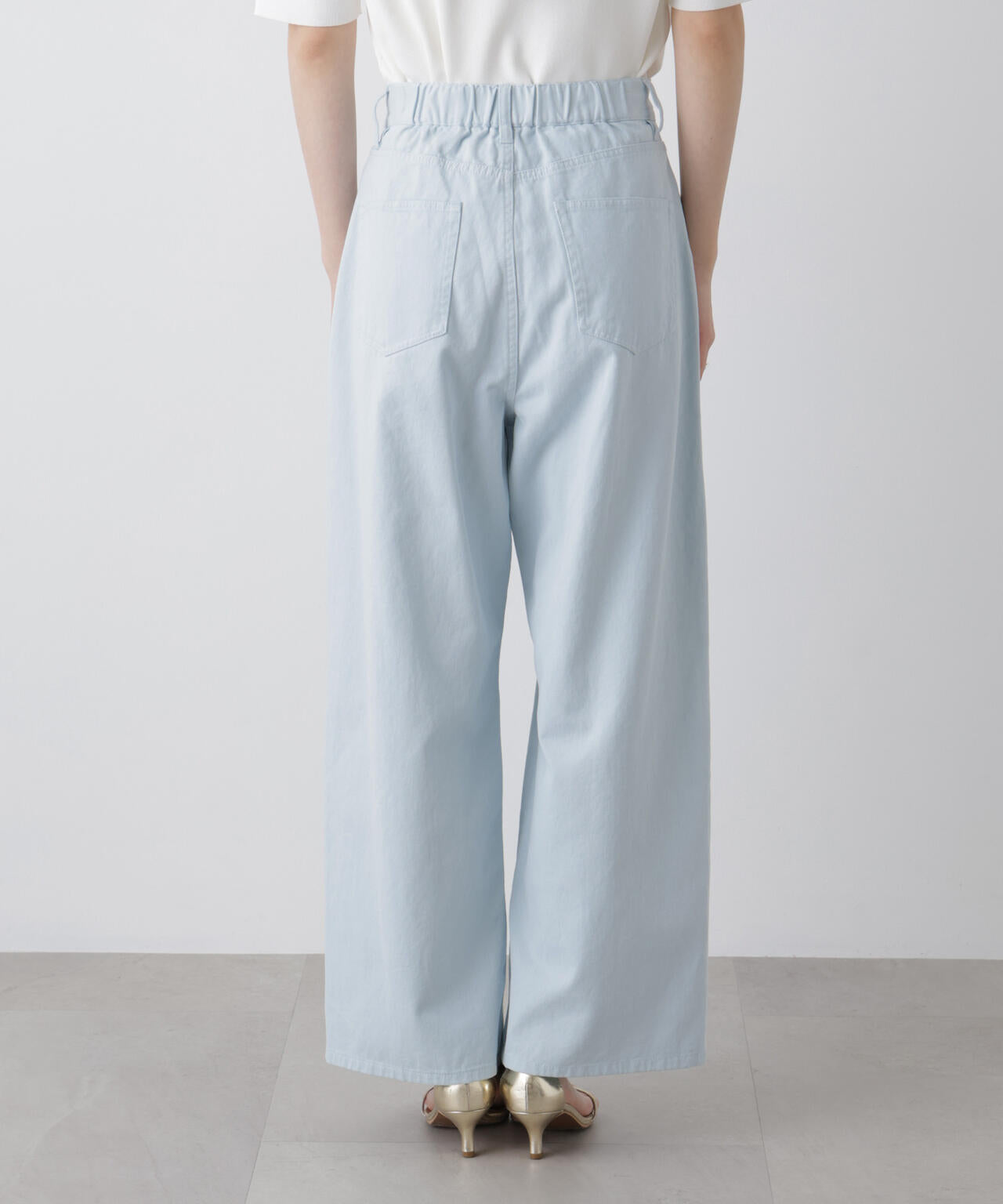 コットンツイルタックワイドパンツ