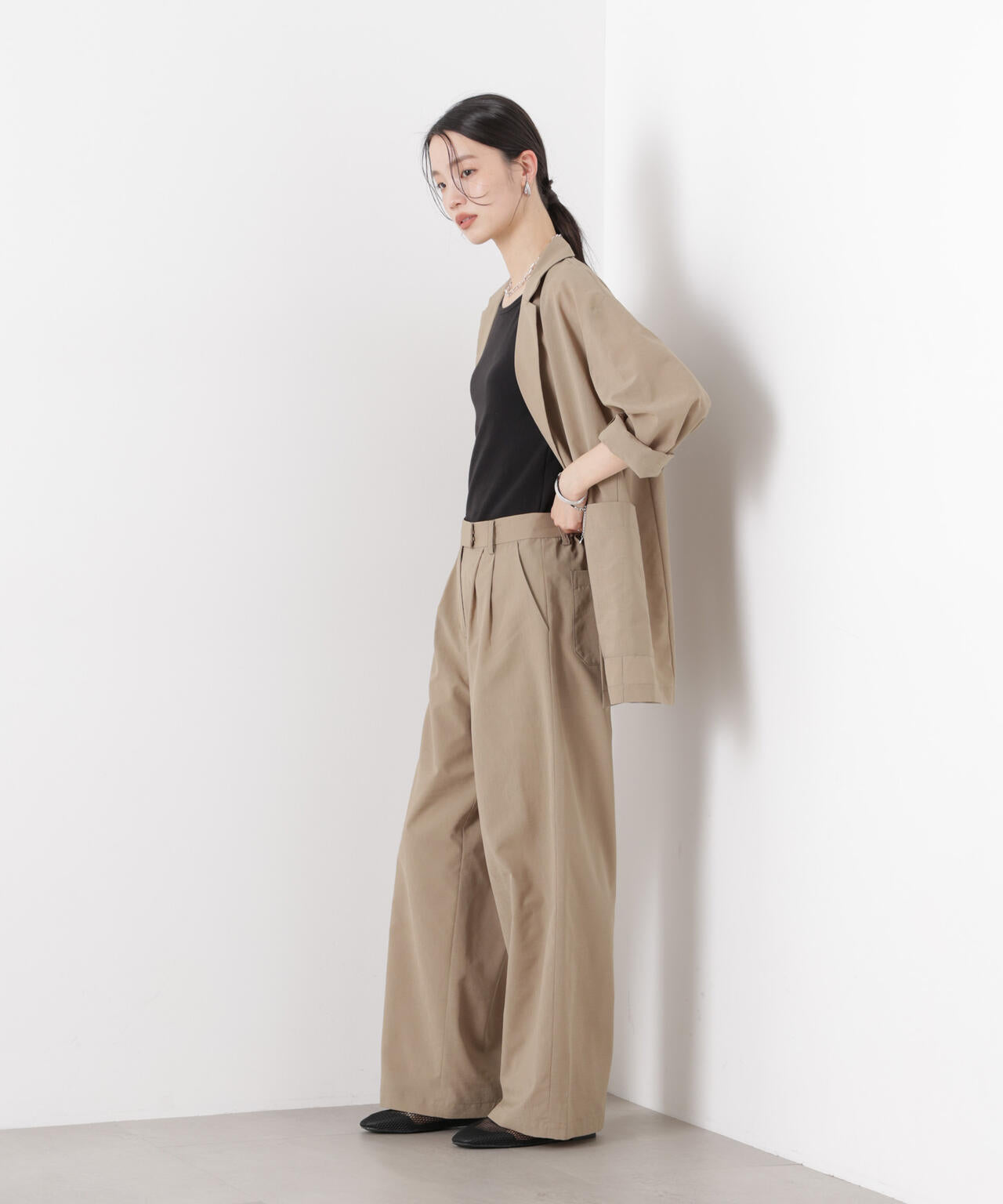 ソフトシアーツータックワイドパンツ(セットアップ可)