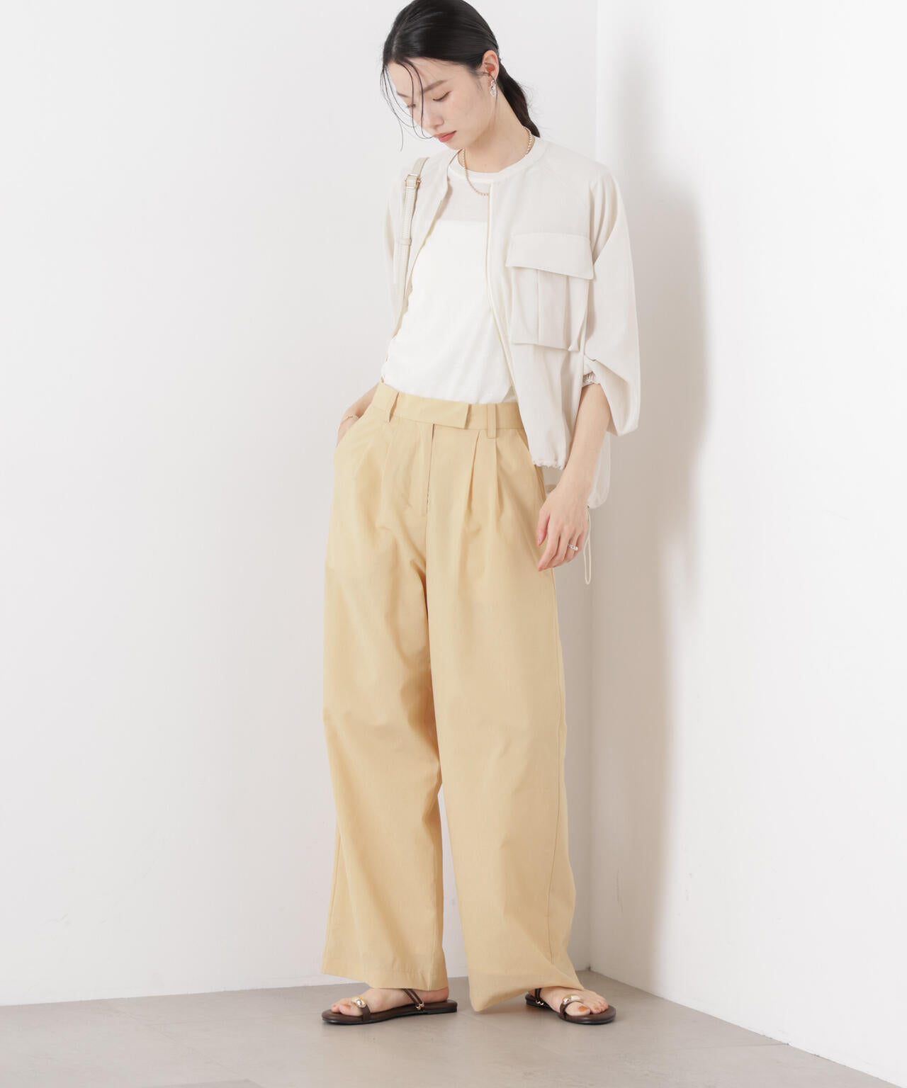 ソフトシアーツータックワイドパンツ(セットアップ可)