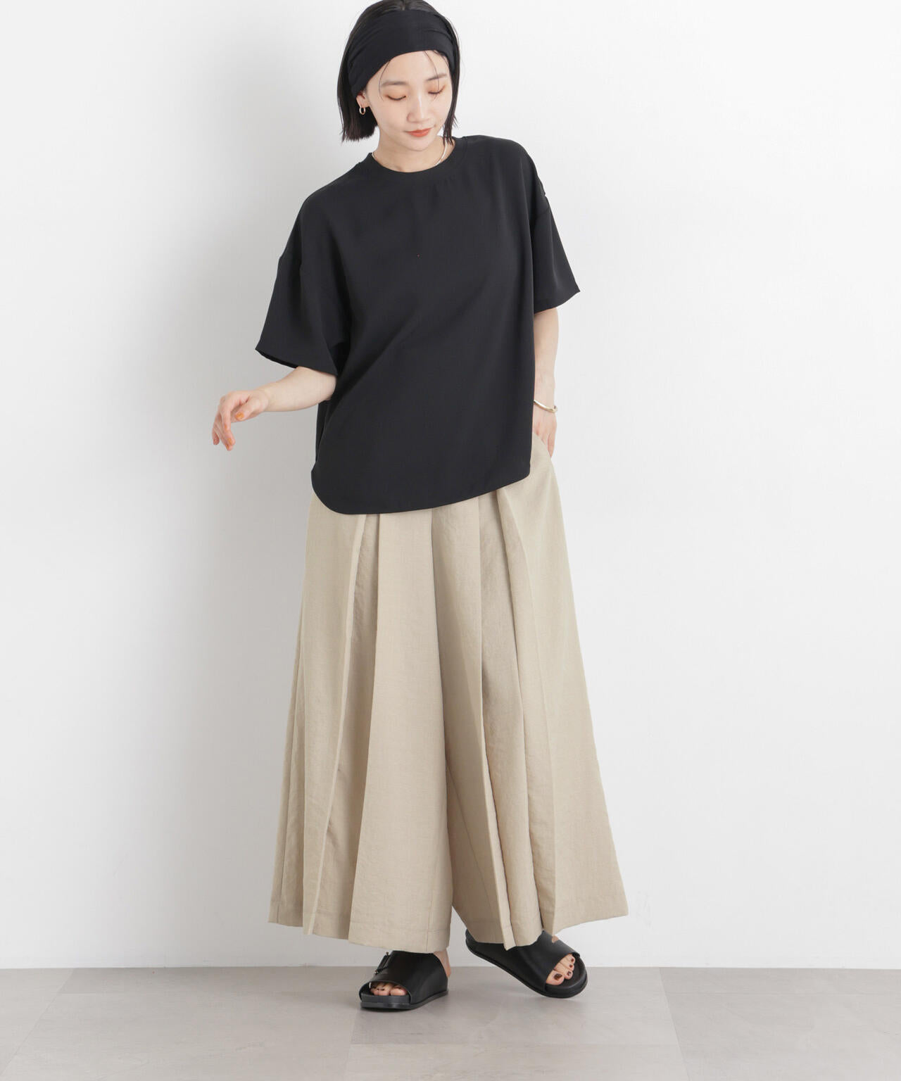 タンブラーブッチャーボックスプリーツワイドパンツ(セットアップ可