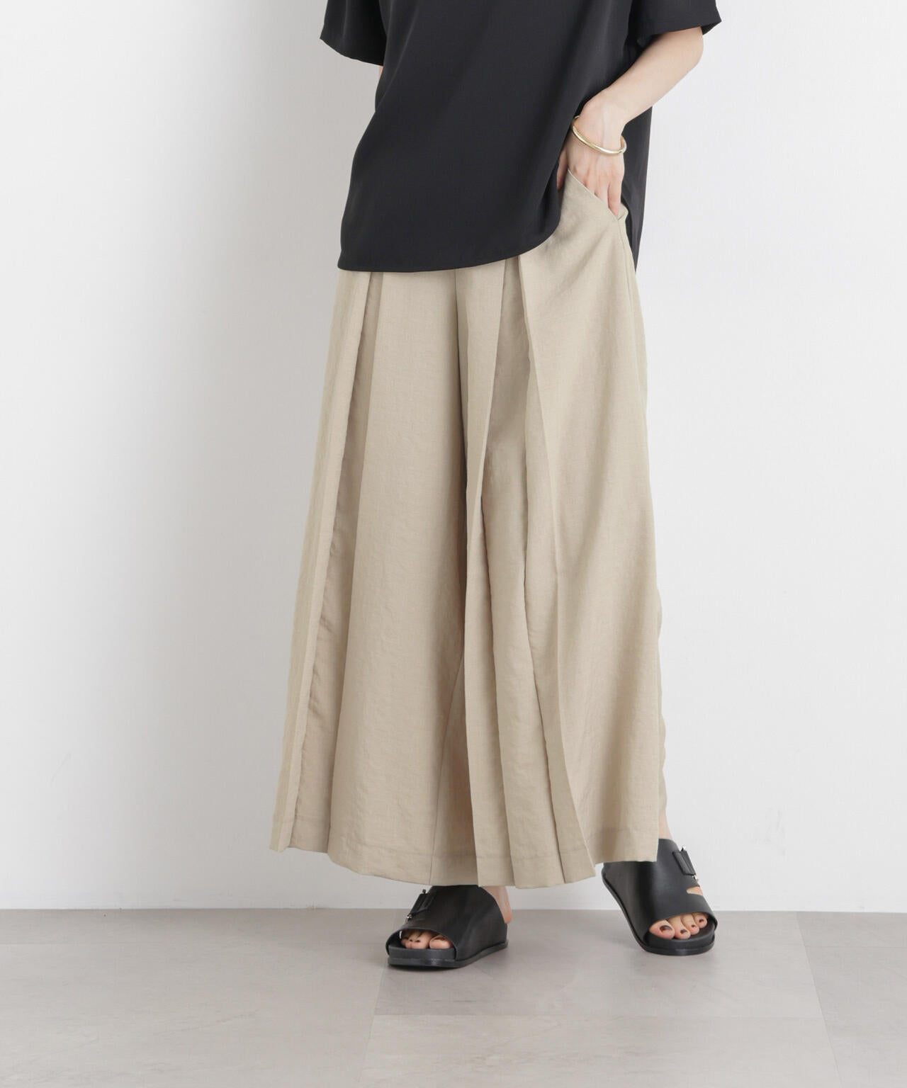 タンブラーブッチャーボックスプリーツワイドパンツ(セットアップ可)