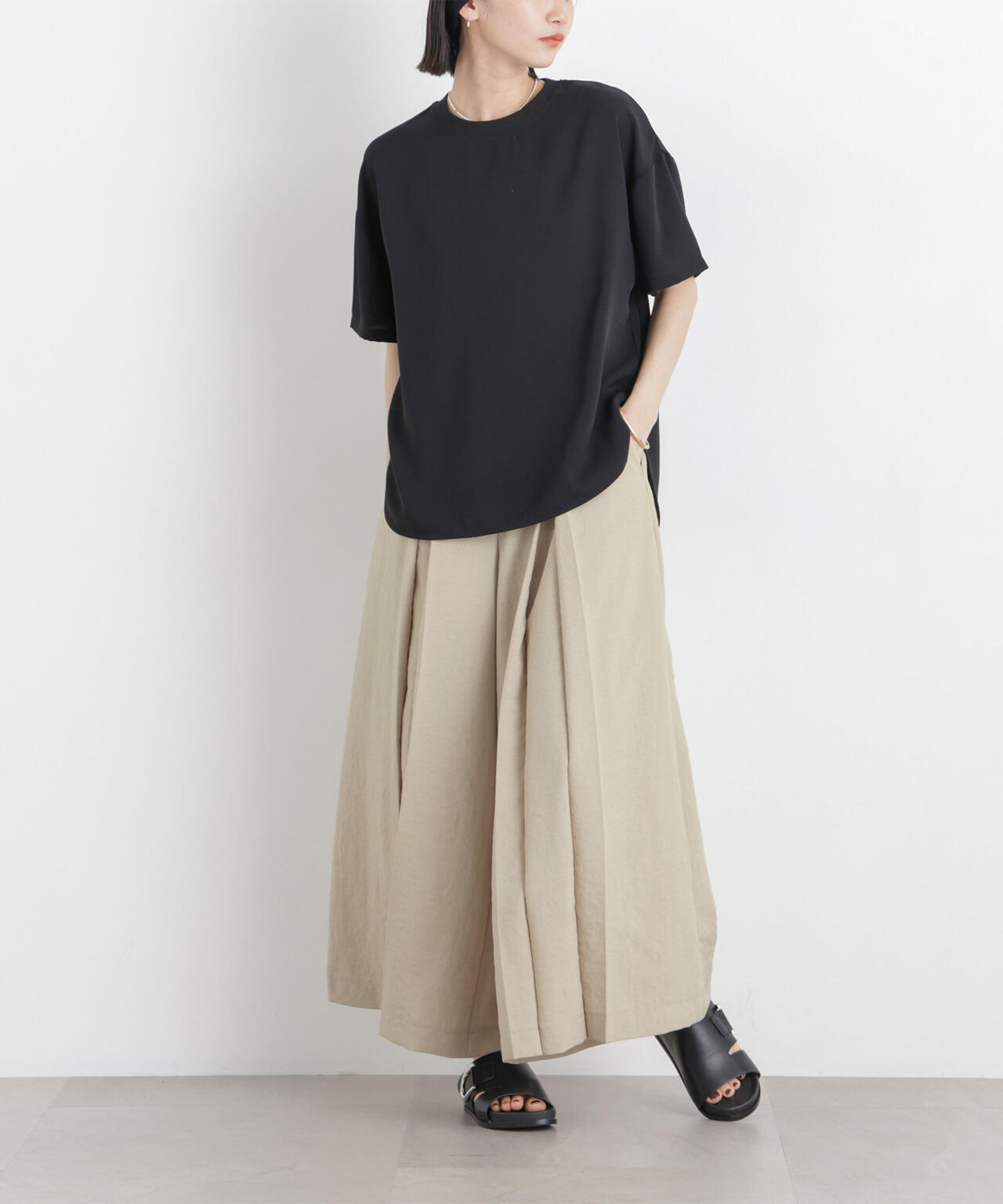 タンブラーブッチャーボックスプリーツワイドパンツ(セットアップ可)