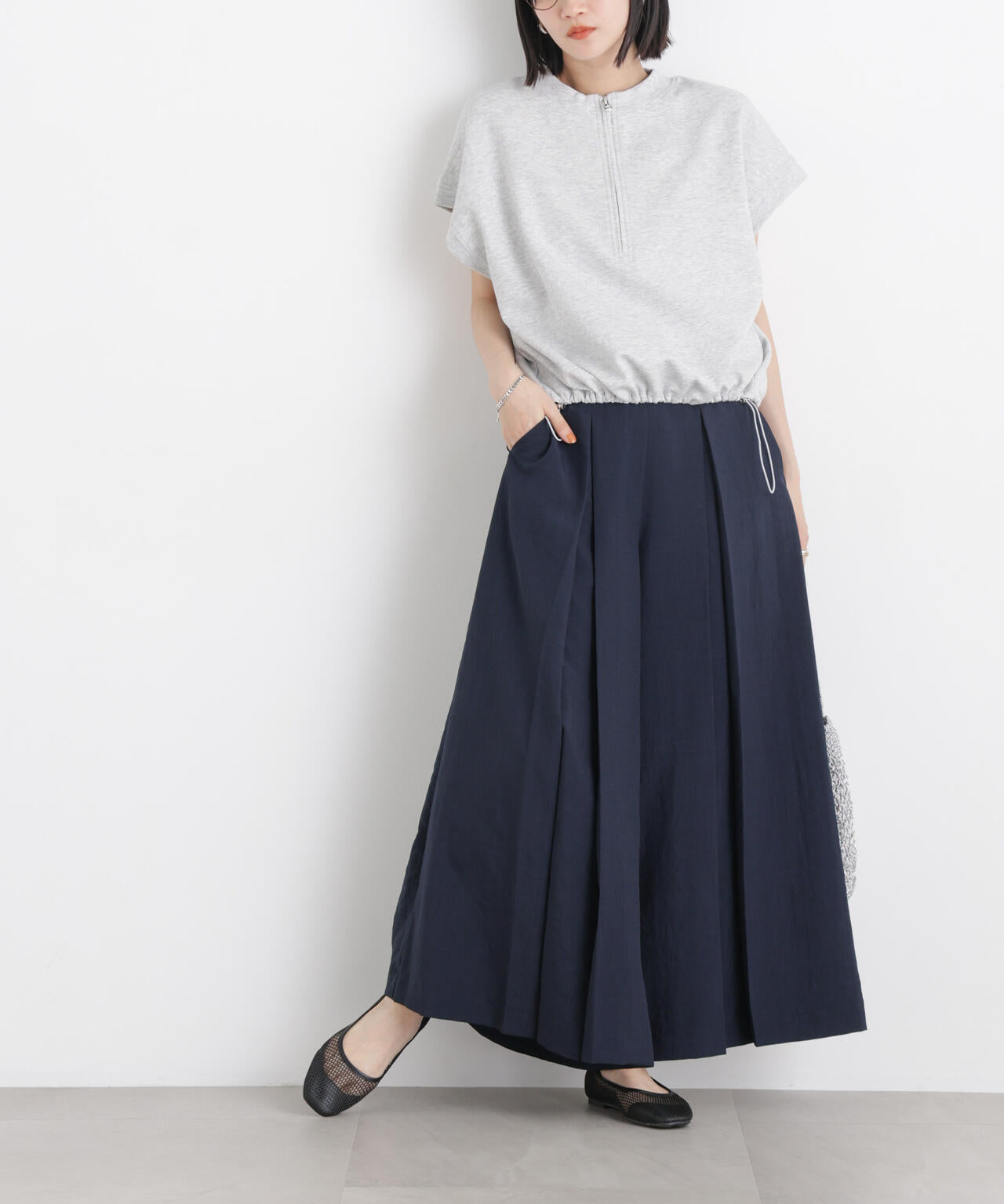 タンブラーブッチャーボックスプリーツワイドパンツ(セットアップ可)