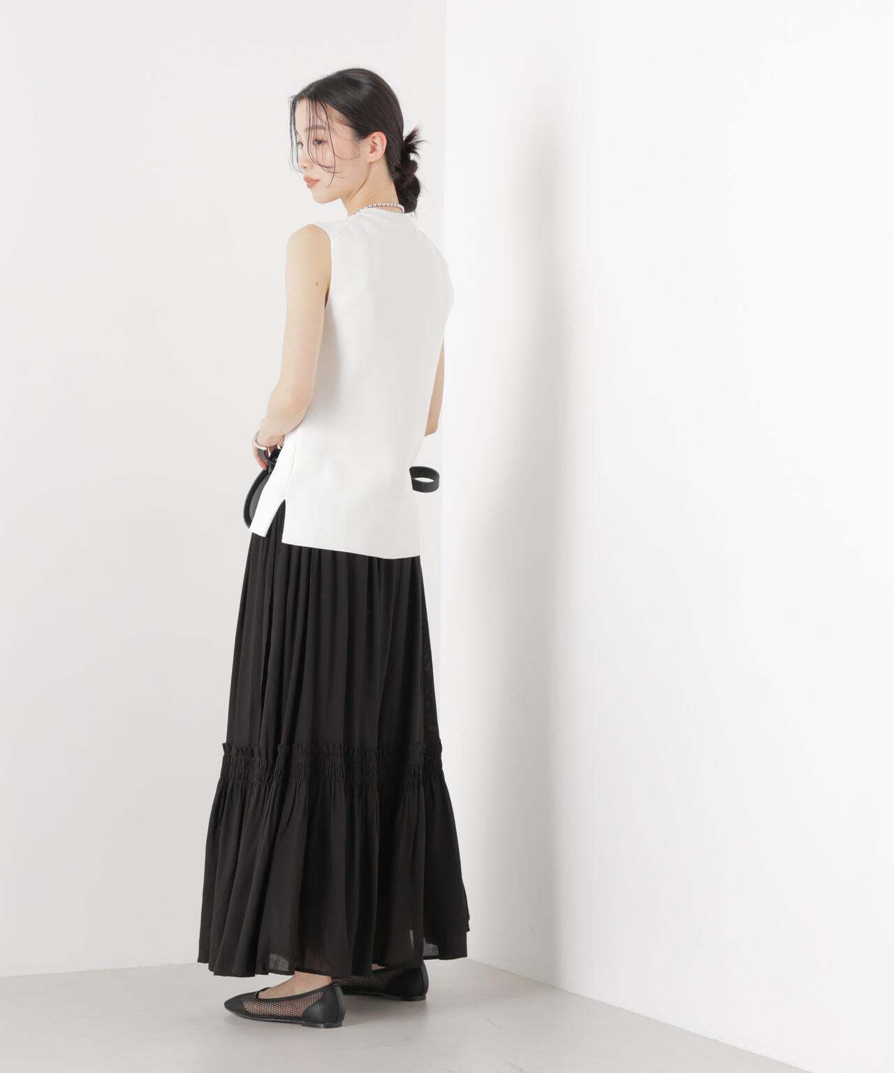 made in INDIA 切り替えギャザースカート(セットアップ可)