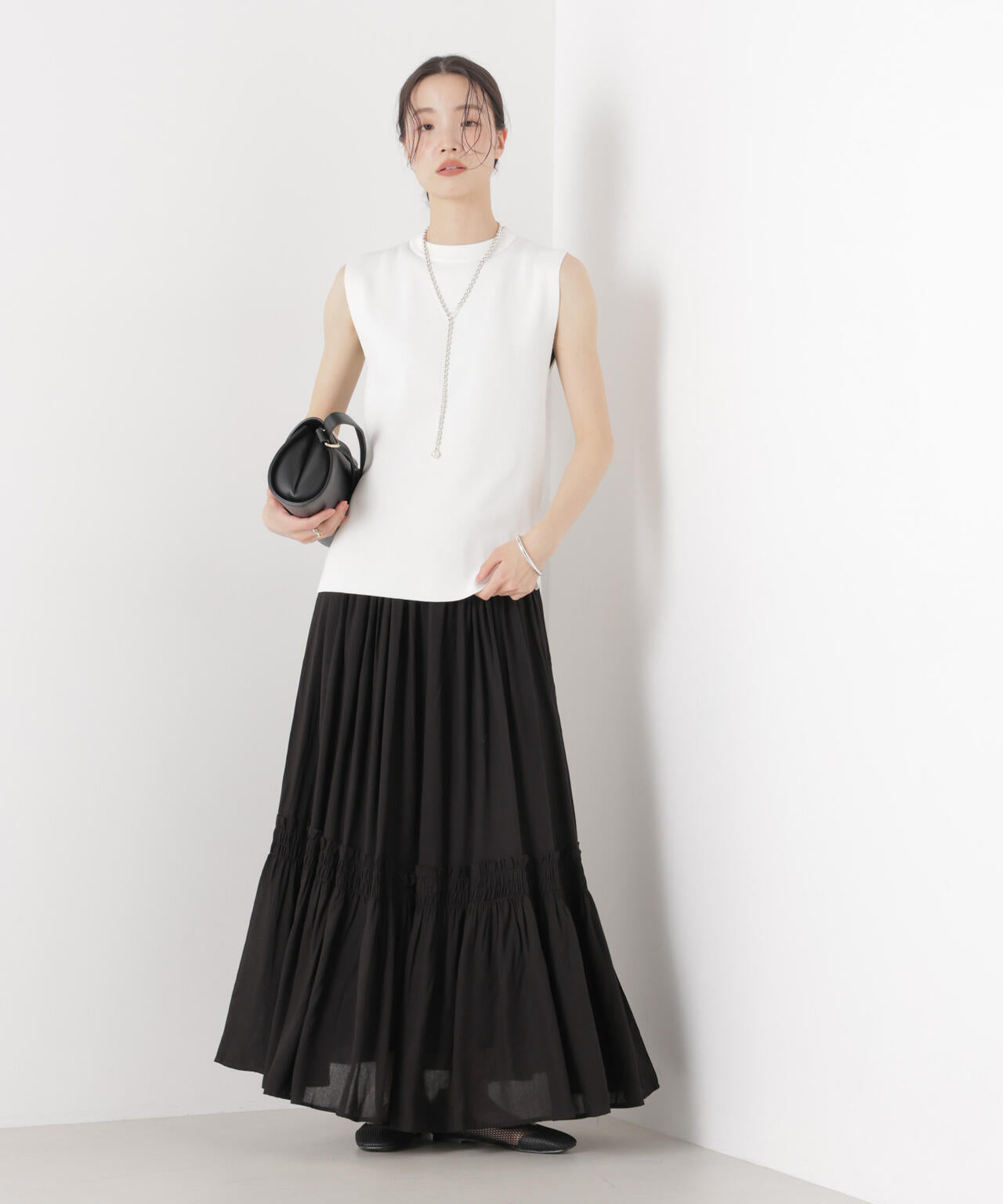 made in INDIA 切り替えギャザースカート(セットアップ可)