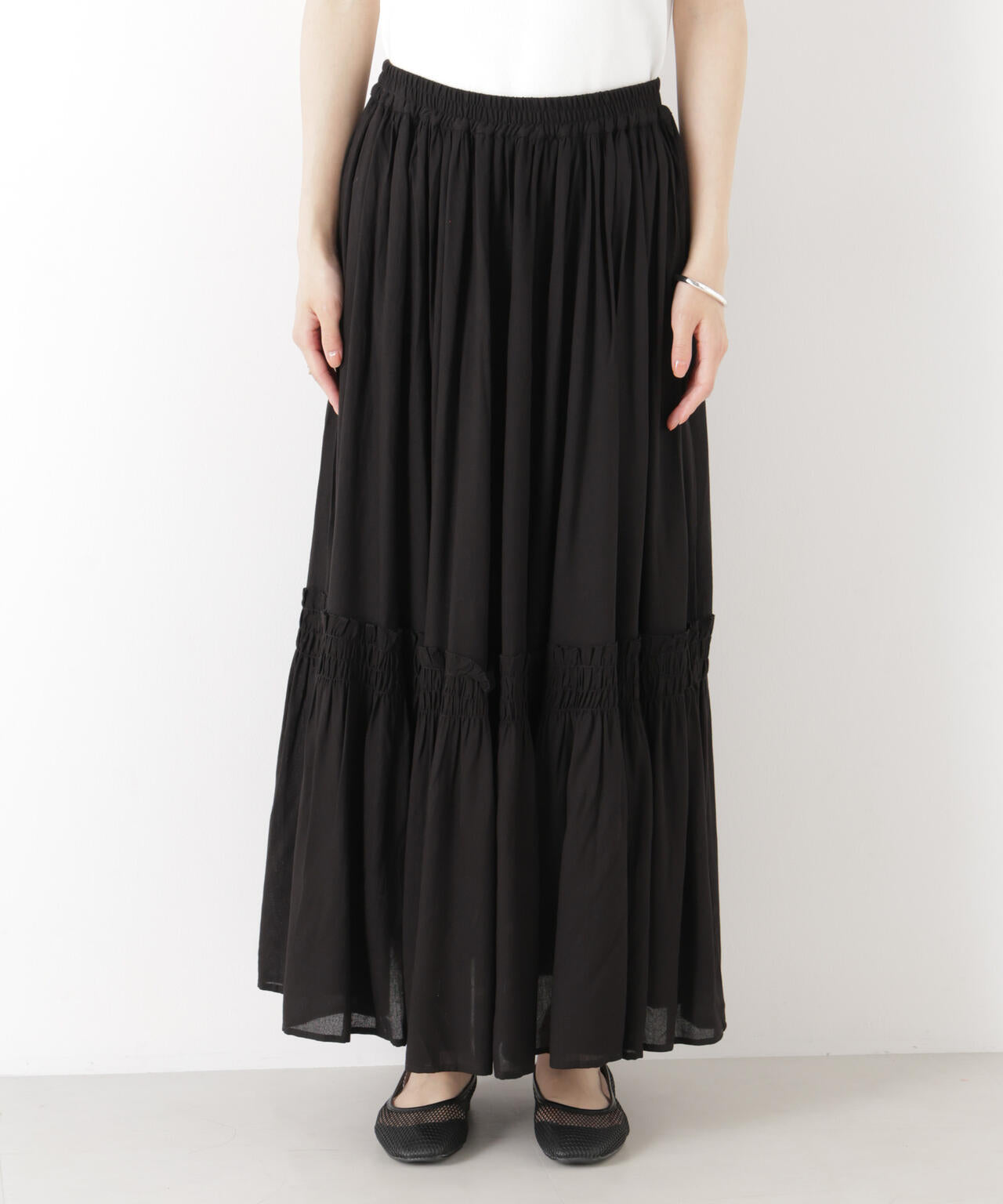 made in INDIA 切り替えギャザースカート(セットアップ可)