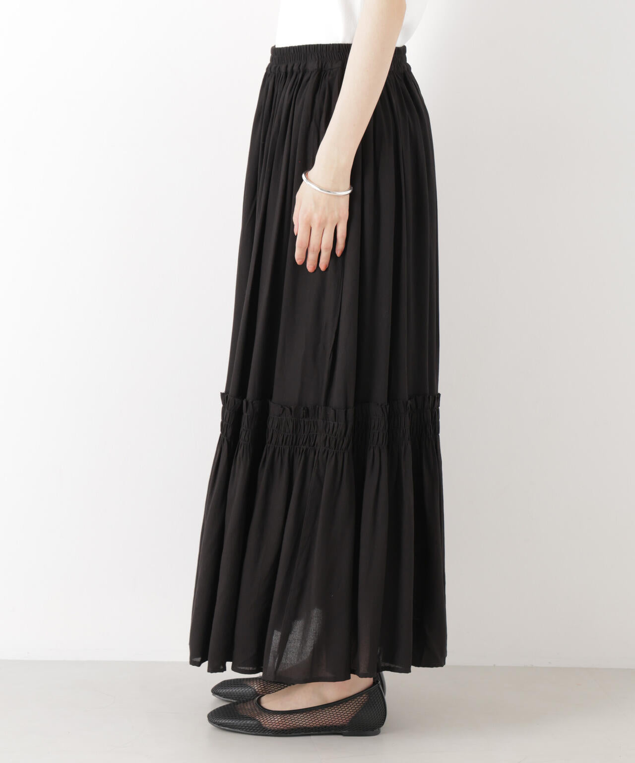 made in INDIA 切り替えギャザースカート(セットアップ可)