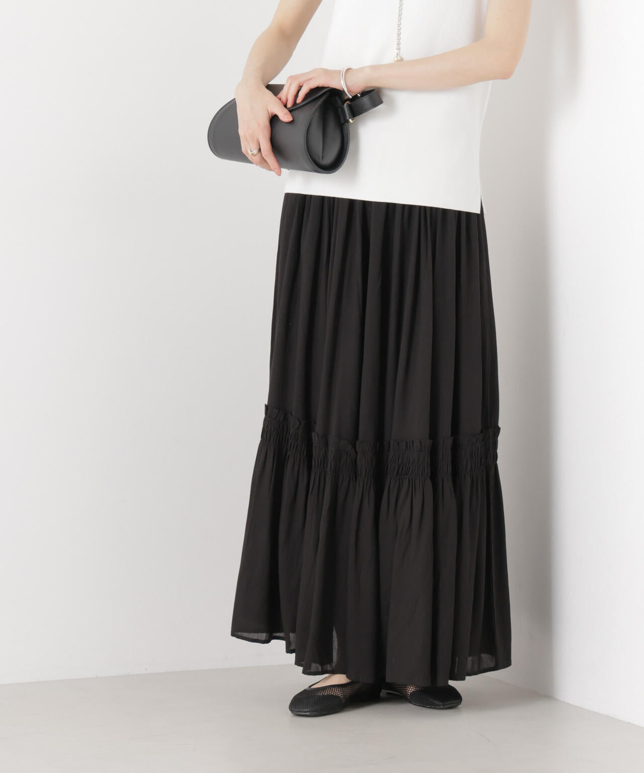 made in INDIA 切り替えギャザースカート(セットアップ可)