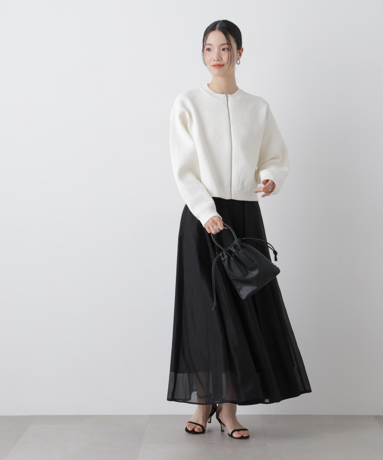 シアーオーガンジータックフレアスカート