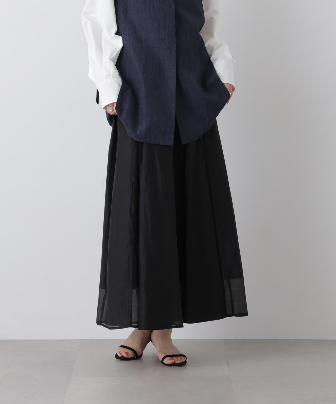 シアーオーガンジータックフレアスカート