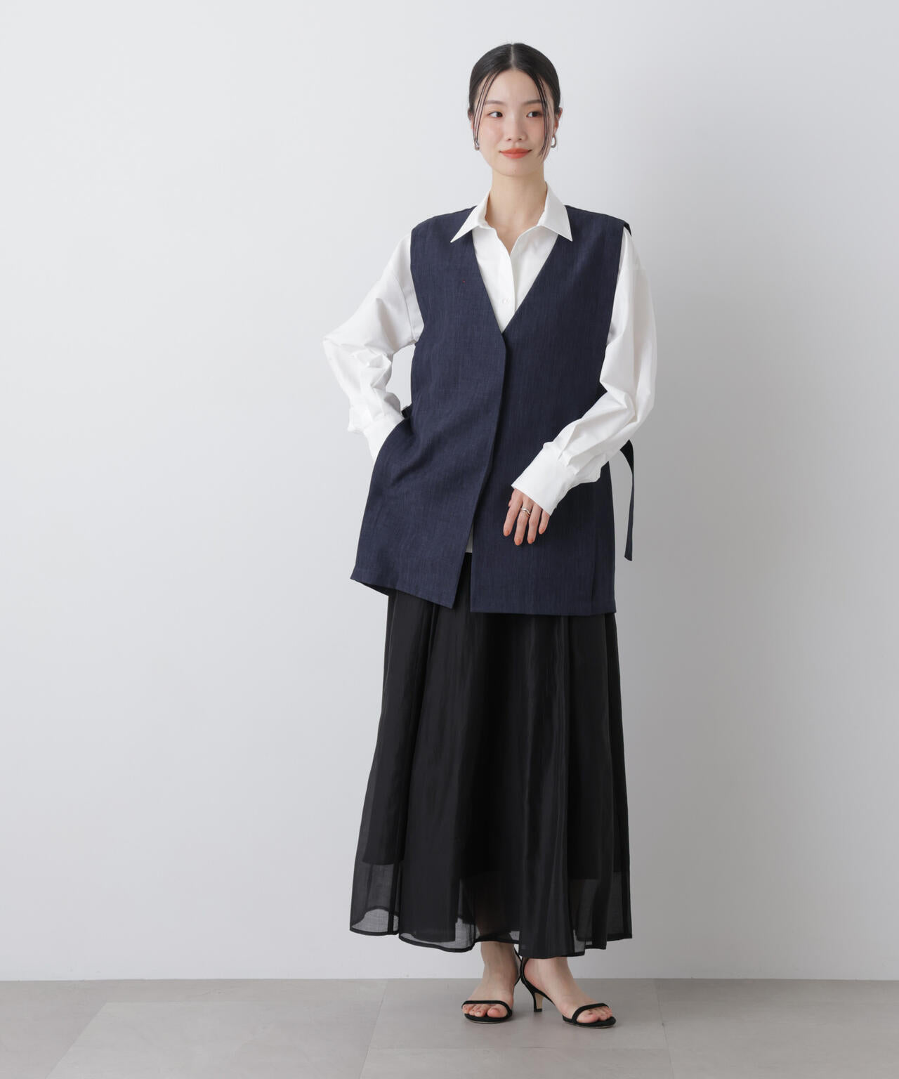 シアーオーガンジータックフレアスカート