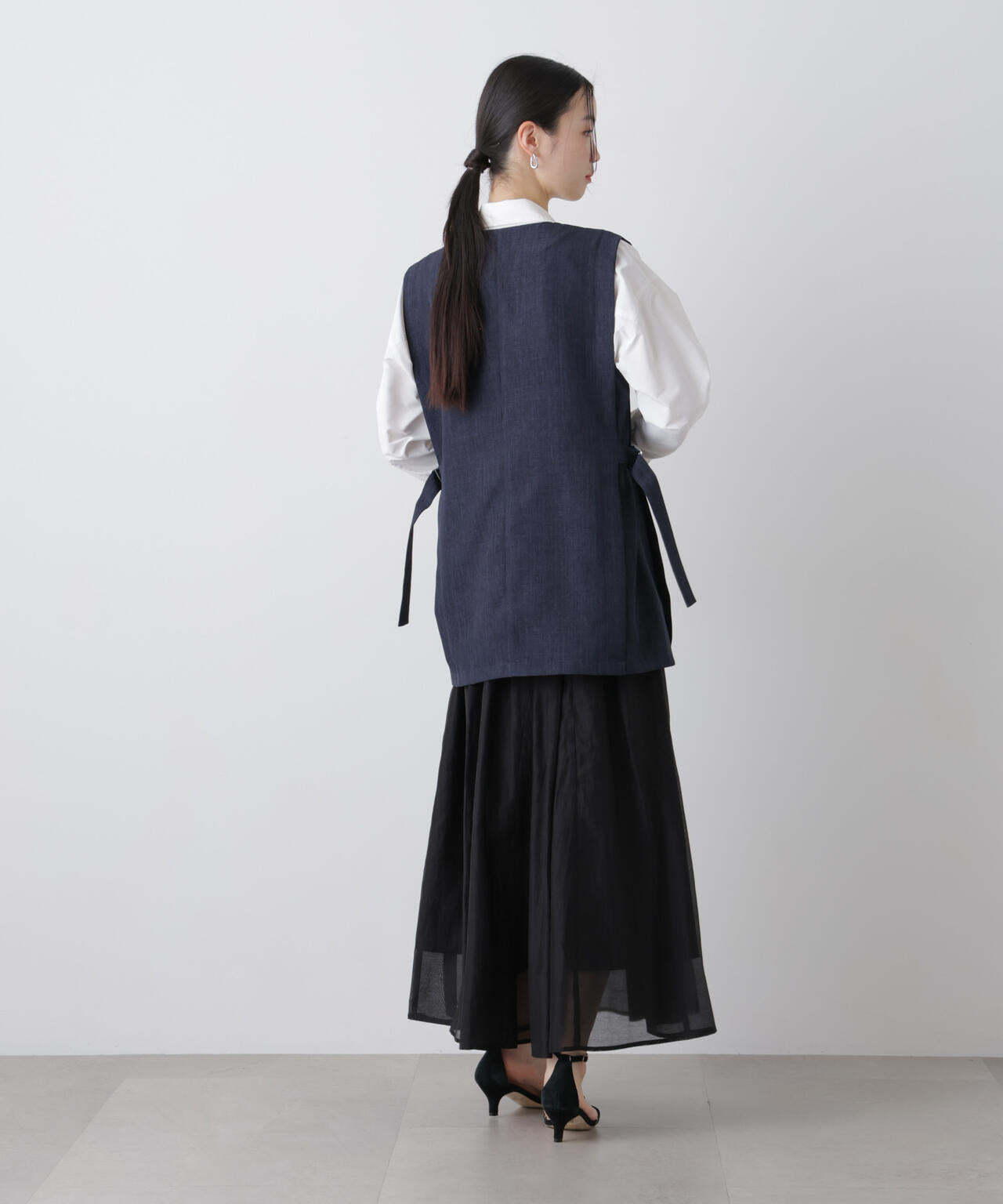 シアーオーガンジータックフレアスカート