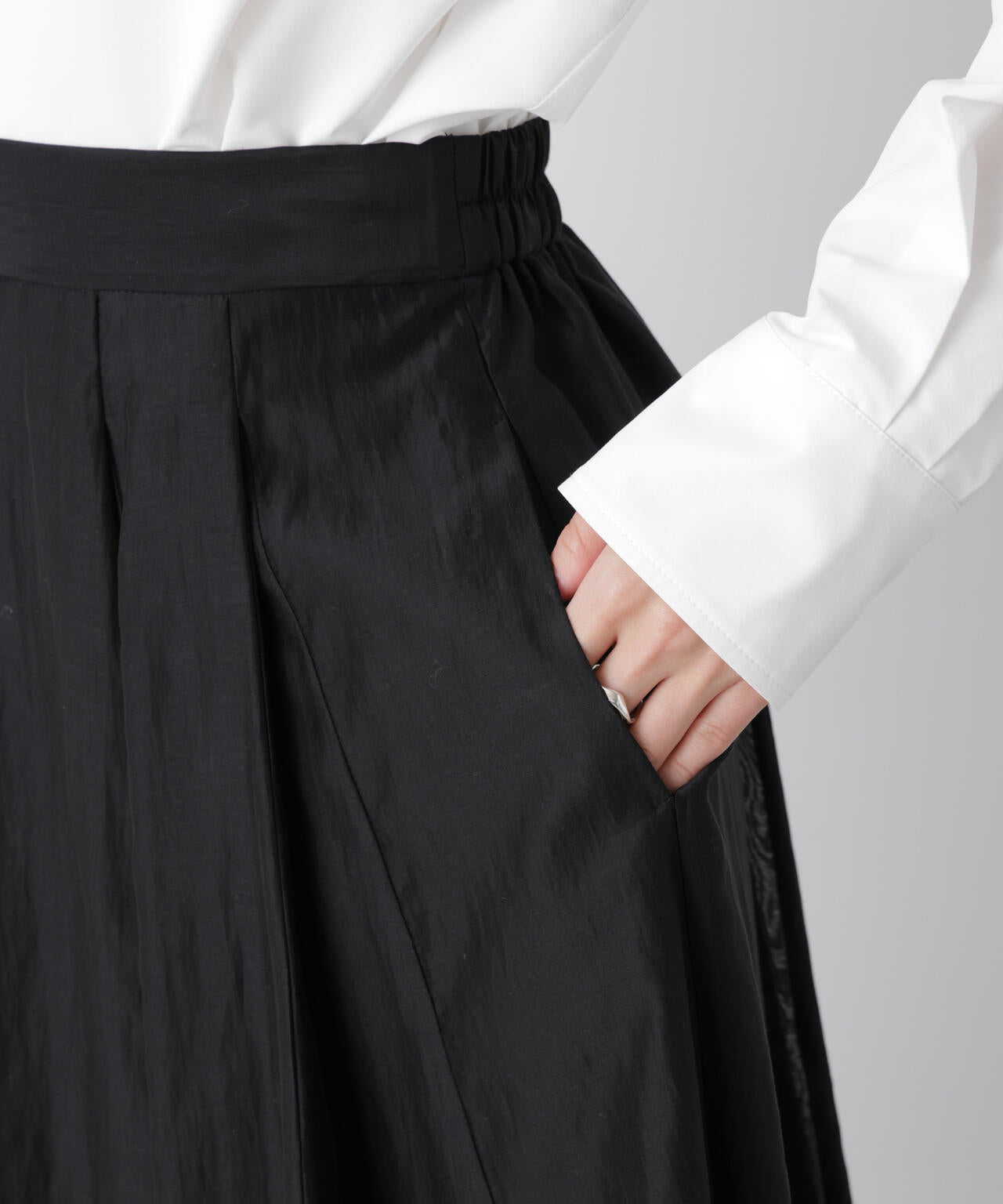 シアーオーガンジータックフレアスカート