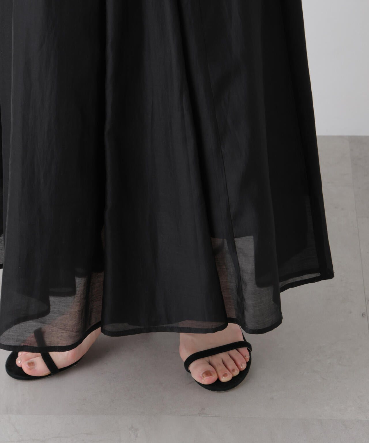 シアーオーガンジータックフレアスカート