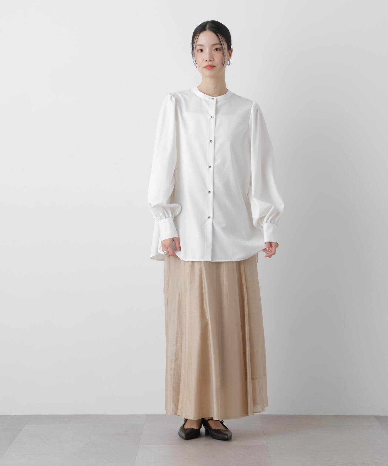 シアーオーガンジータックフレアスカート