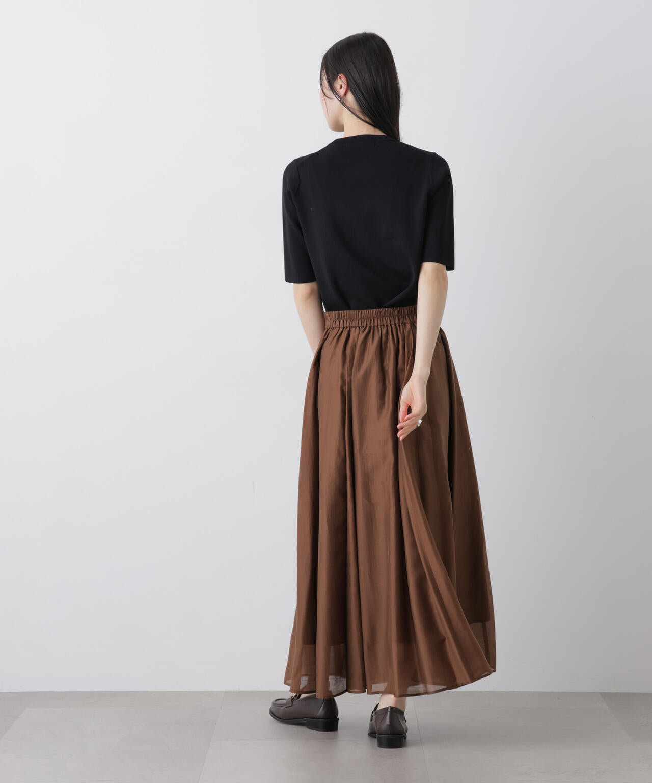 シアーオーガンジータックフレアスカート