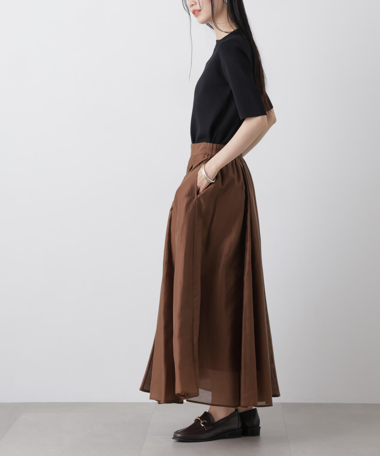 シアーオーガンジータックフレアスカート