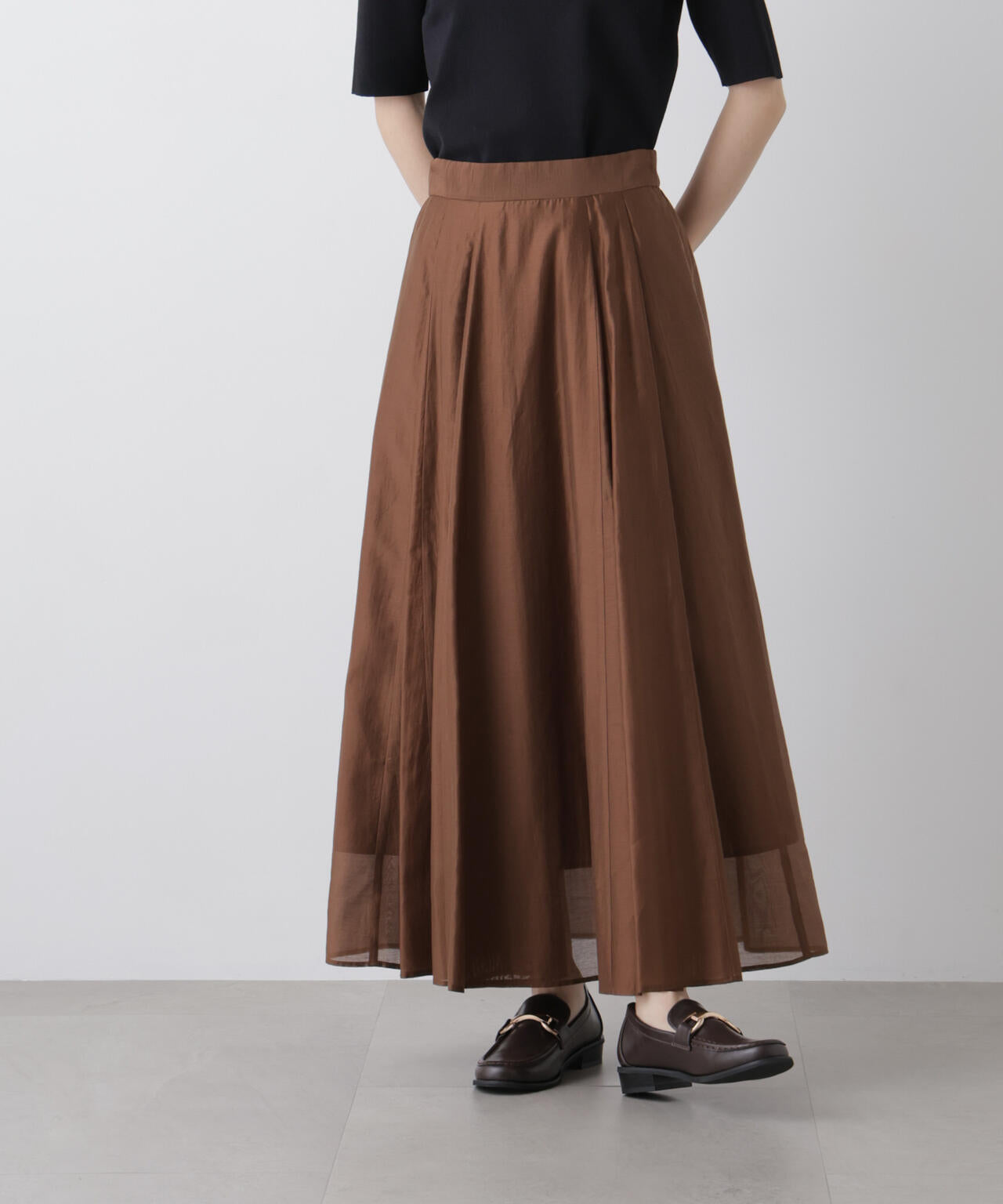 シアーオーガンジータックフレアスカート