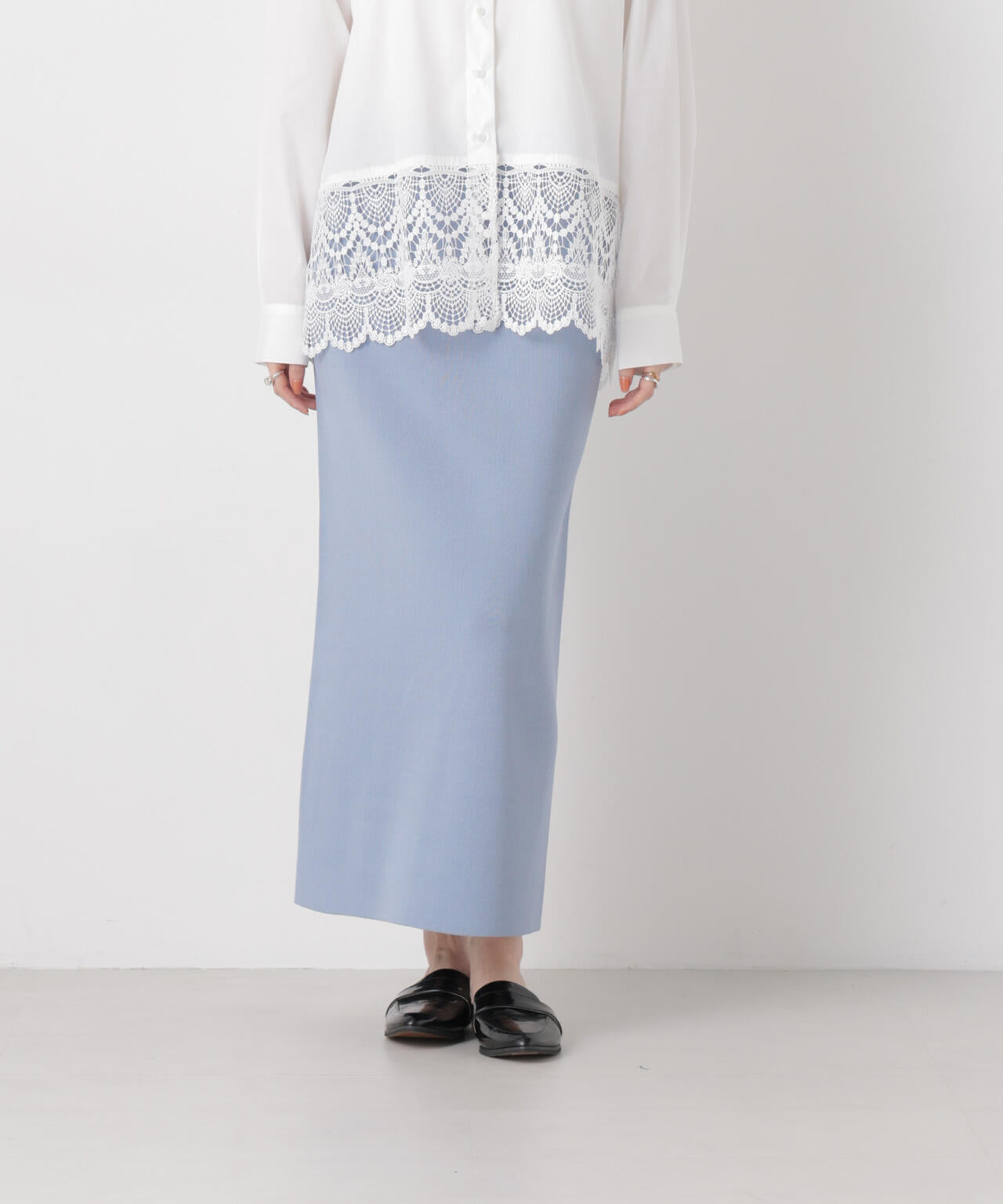 25aw♡新品ニットスカートLana Cash Straight Skirt J 洗濯機洗可ストレートラインニットスカート(セットアップ可) | NANO