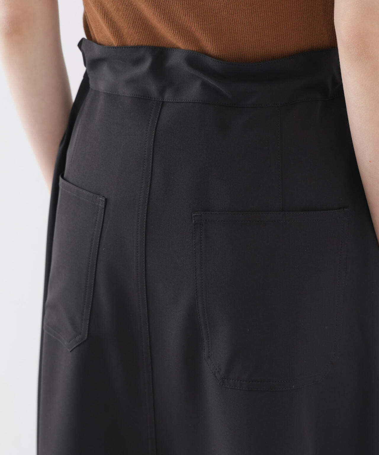 多機能2wayストレッチ ベルテッドセミフレアマキシスカート(セットアップ可)