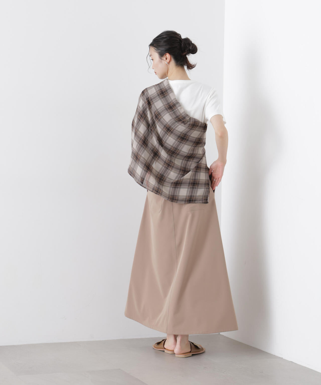 多機能2wayストレッチ ベルテッドセミフレアマキシスカート(セットアップ可)