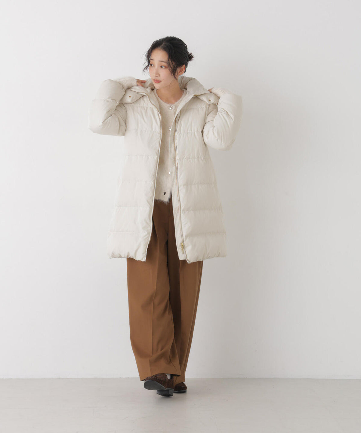 ALLIED FEATHER+DOWN 撥水加工 フードロングダウンコート