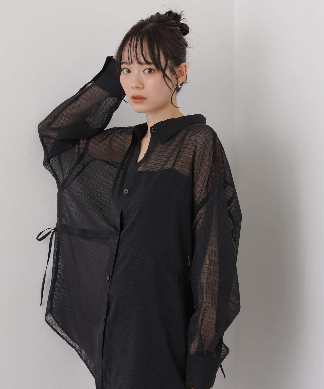シアーチェックドロストシャツ