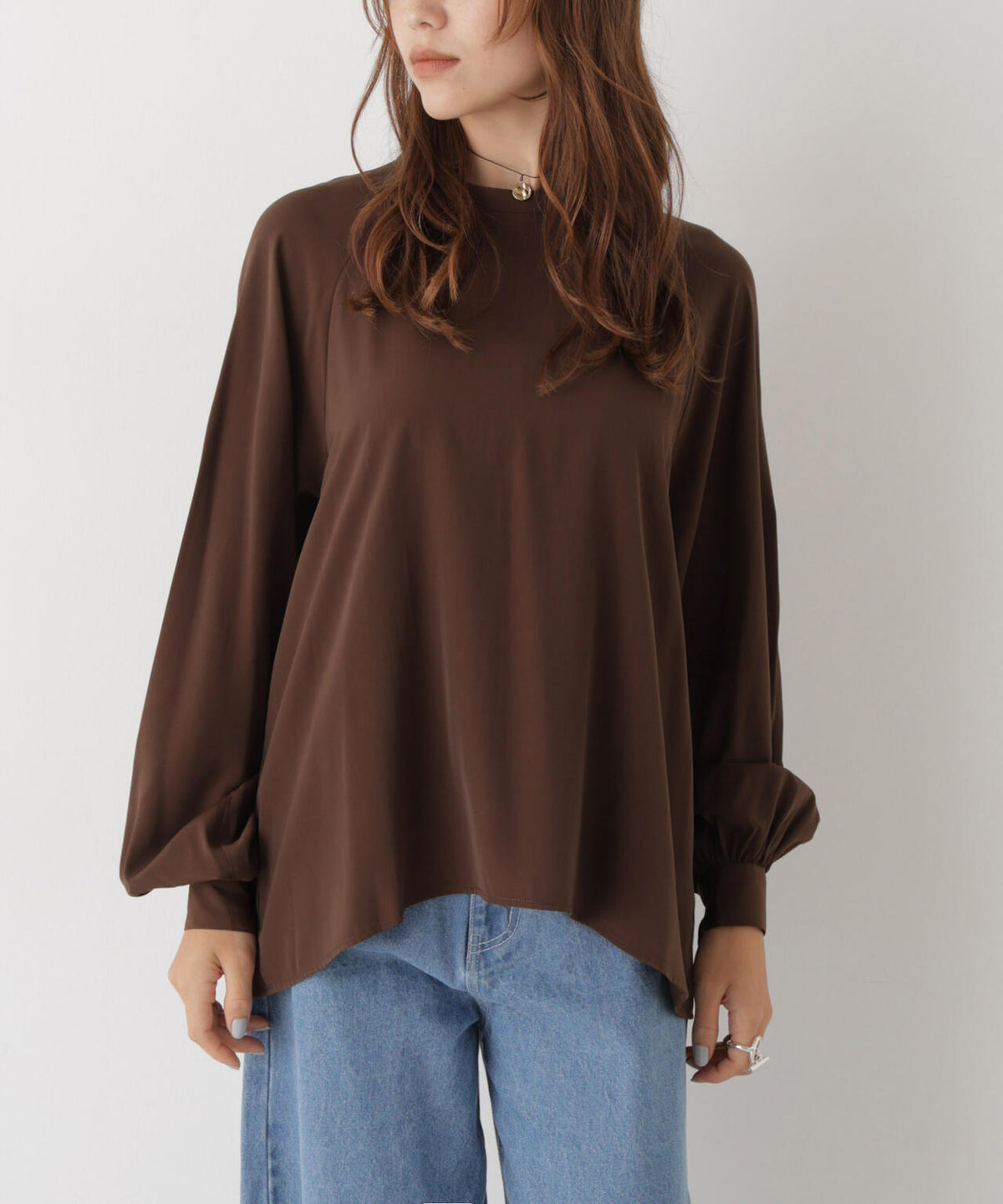 ラグランボリュームスリーブフレアブラウス