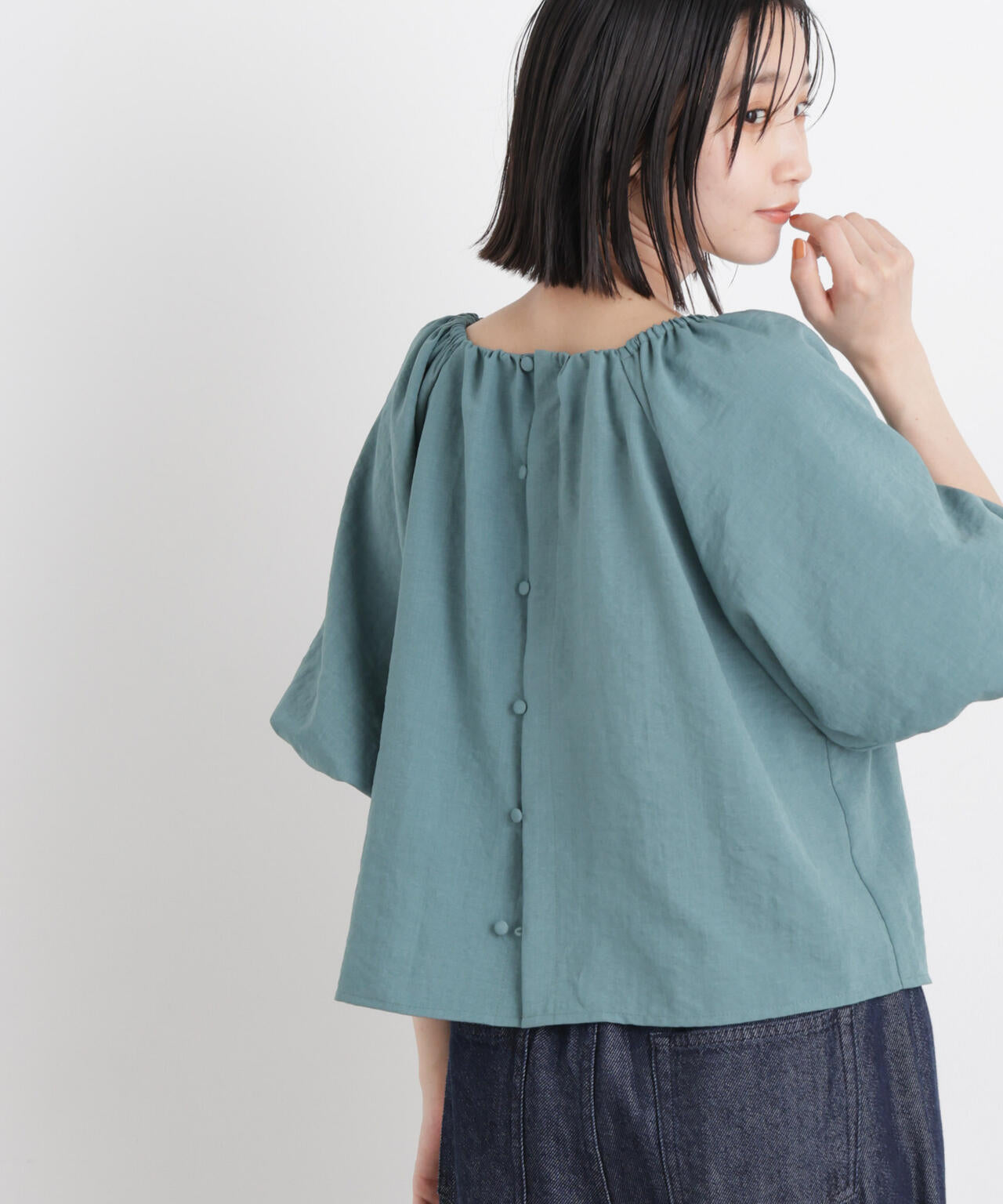タンブラーブッチャー前後2wayボリュームスリーブブラウス